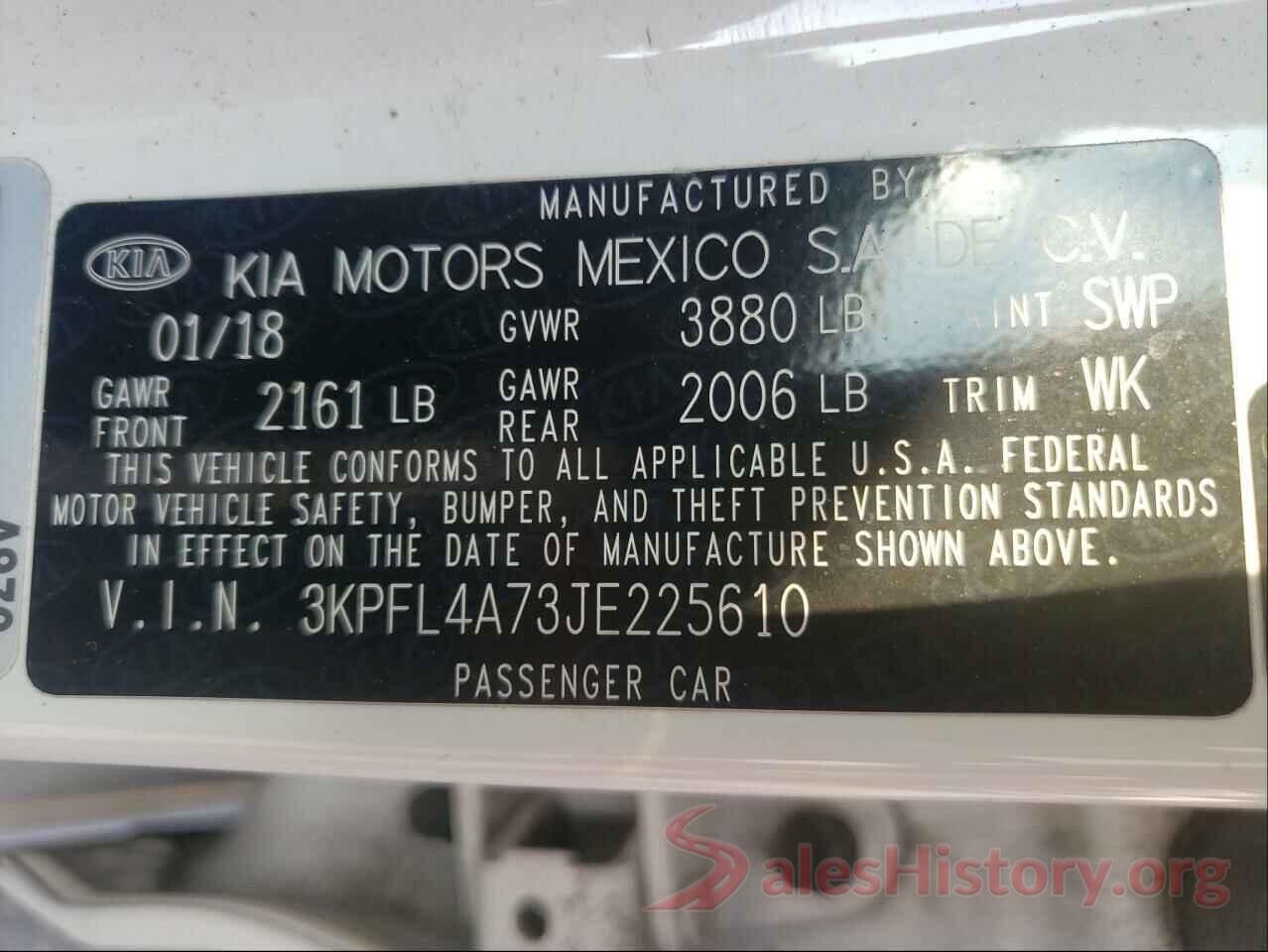 3KPFL4A73JE225610 2018 KIA FORTE