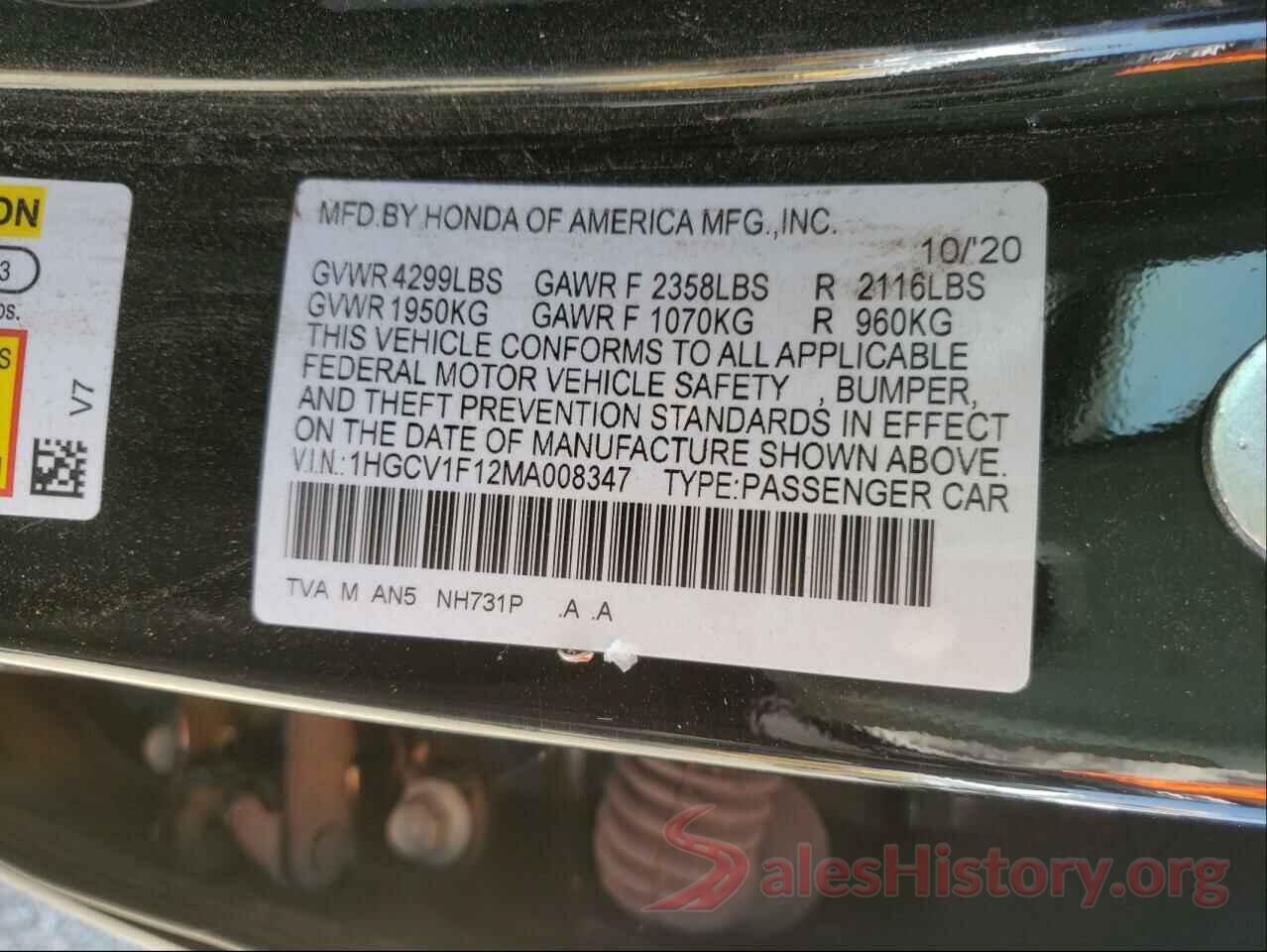 1HGCV1F12MA008347 2021 HONDA ACCORD