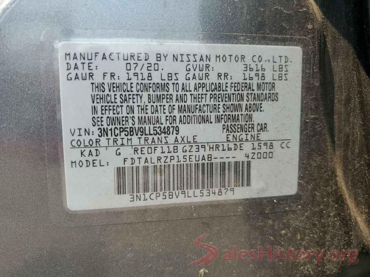 3N1CP5BV9LL534879 2020 NISSAN KICKS