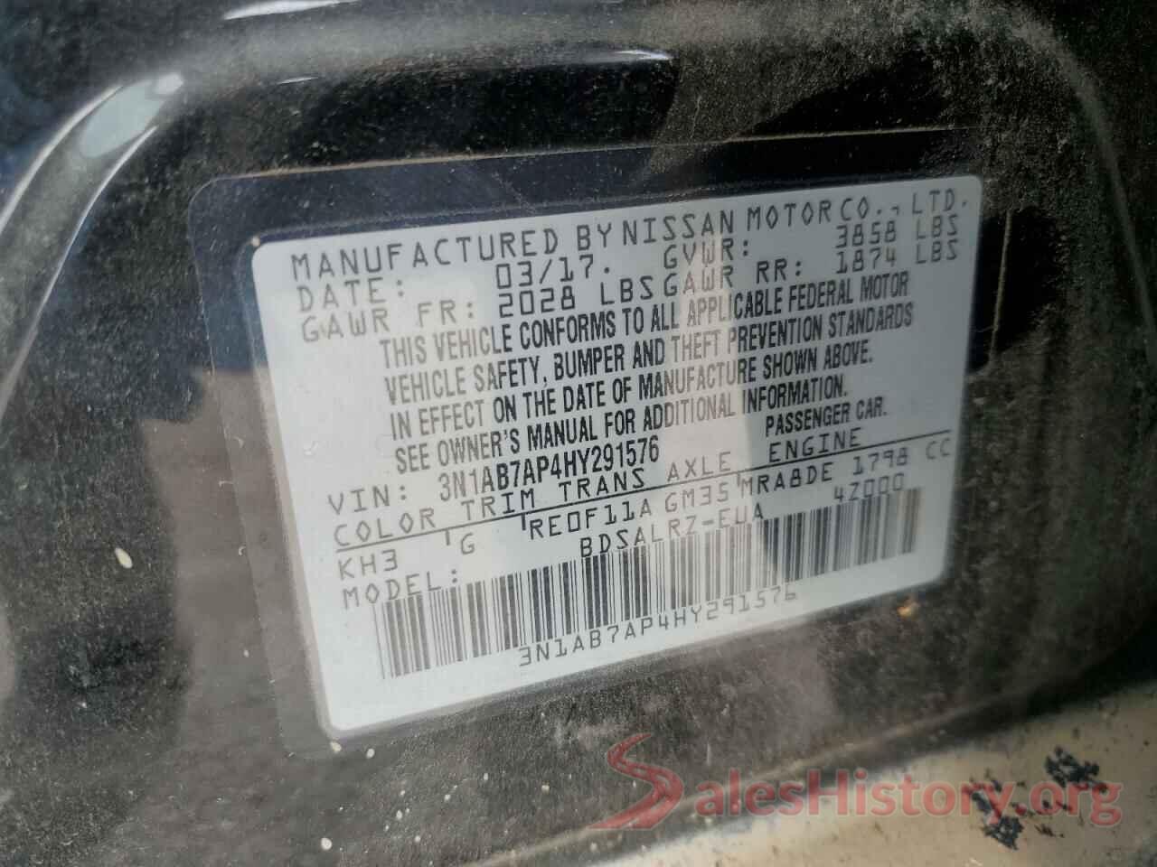 3N1AB7AP4HY291576 2017 NISSAN SENTRA