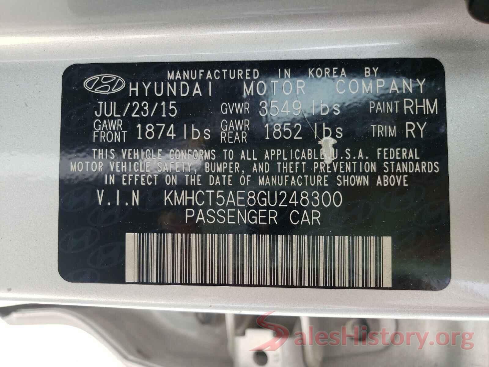 KMHCT5AE8GU248300 2016 HYUNDAI ACCENT