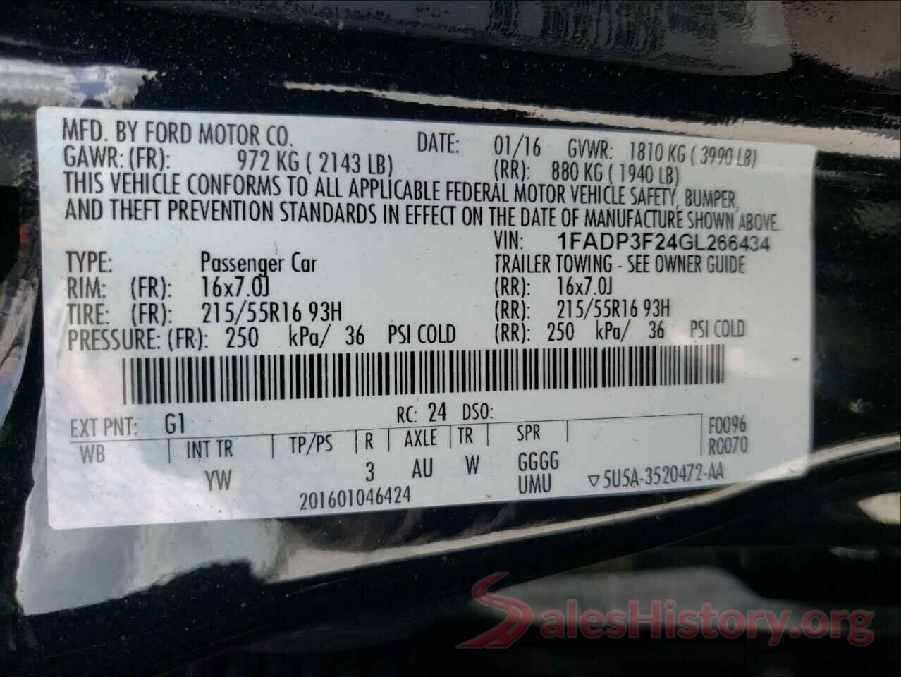 1FADP3F24GL266434 2016 FORD FOCUS