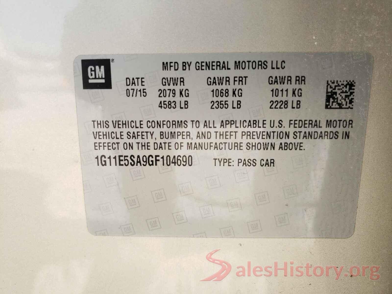 1G11E5SA9GF104690 2016 CHEVROLET MALIBU