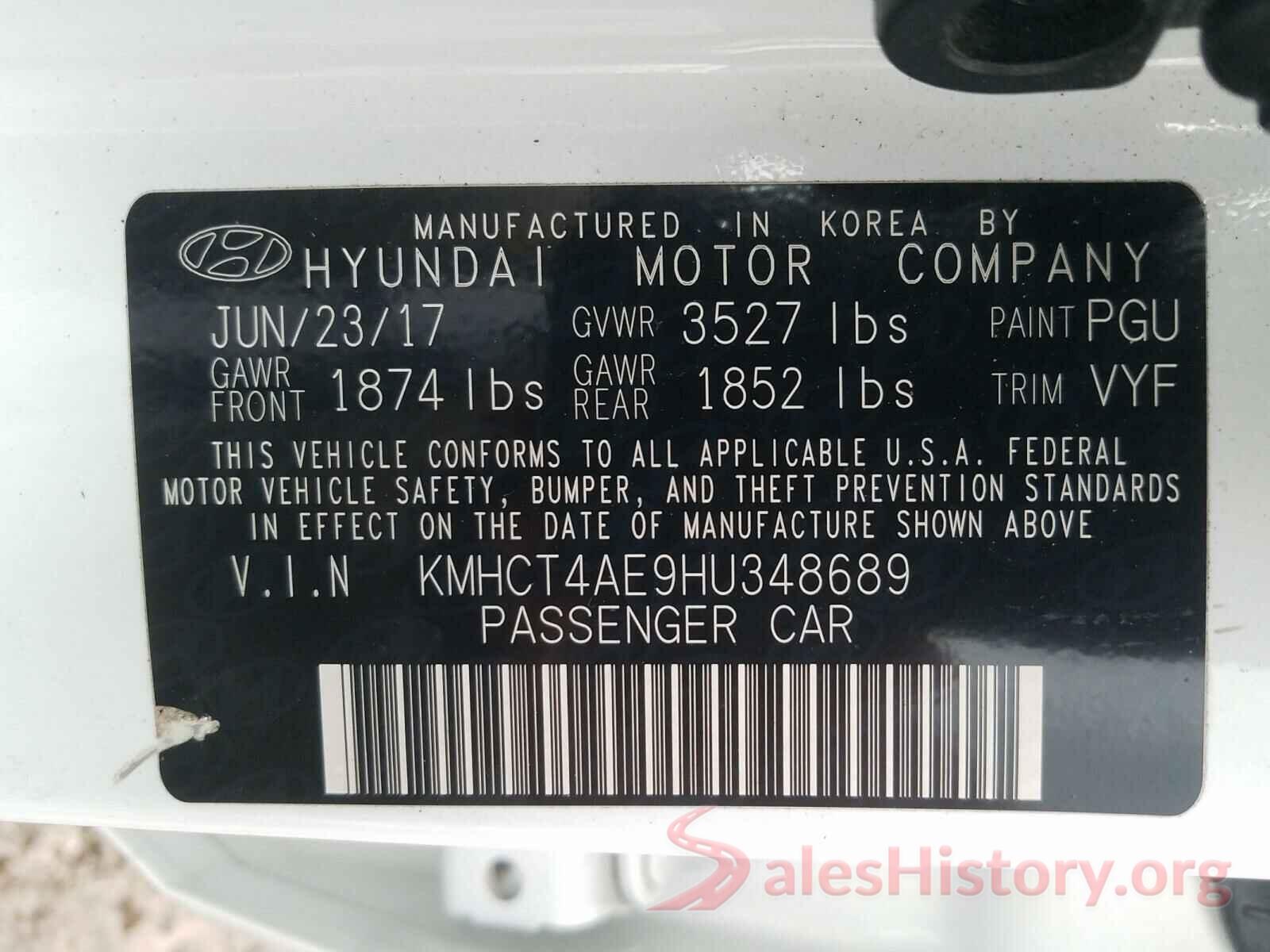 KMHCT4AE9HU348689 2017 HYUNDAI ACCENT