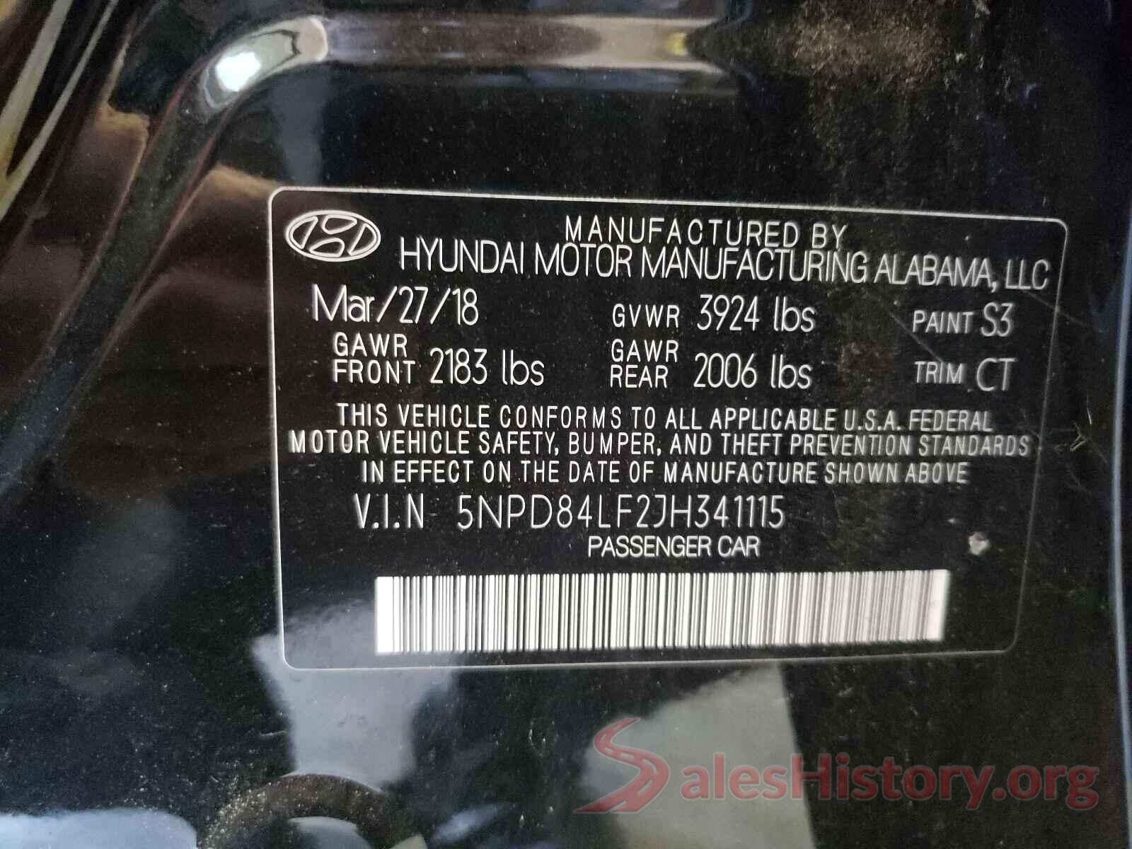 5NPD84LF2JH341115 2018 HYUNDAI ELANTRA