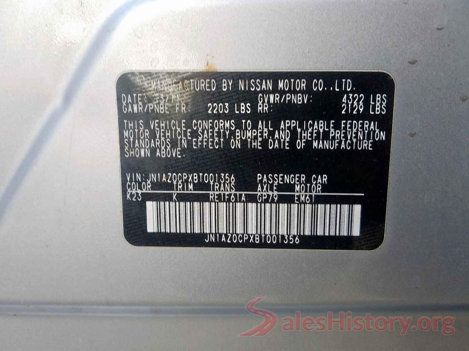 JN1AZ0CPXBT001356 2011 NISSAN LEAF