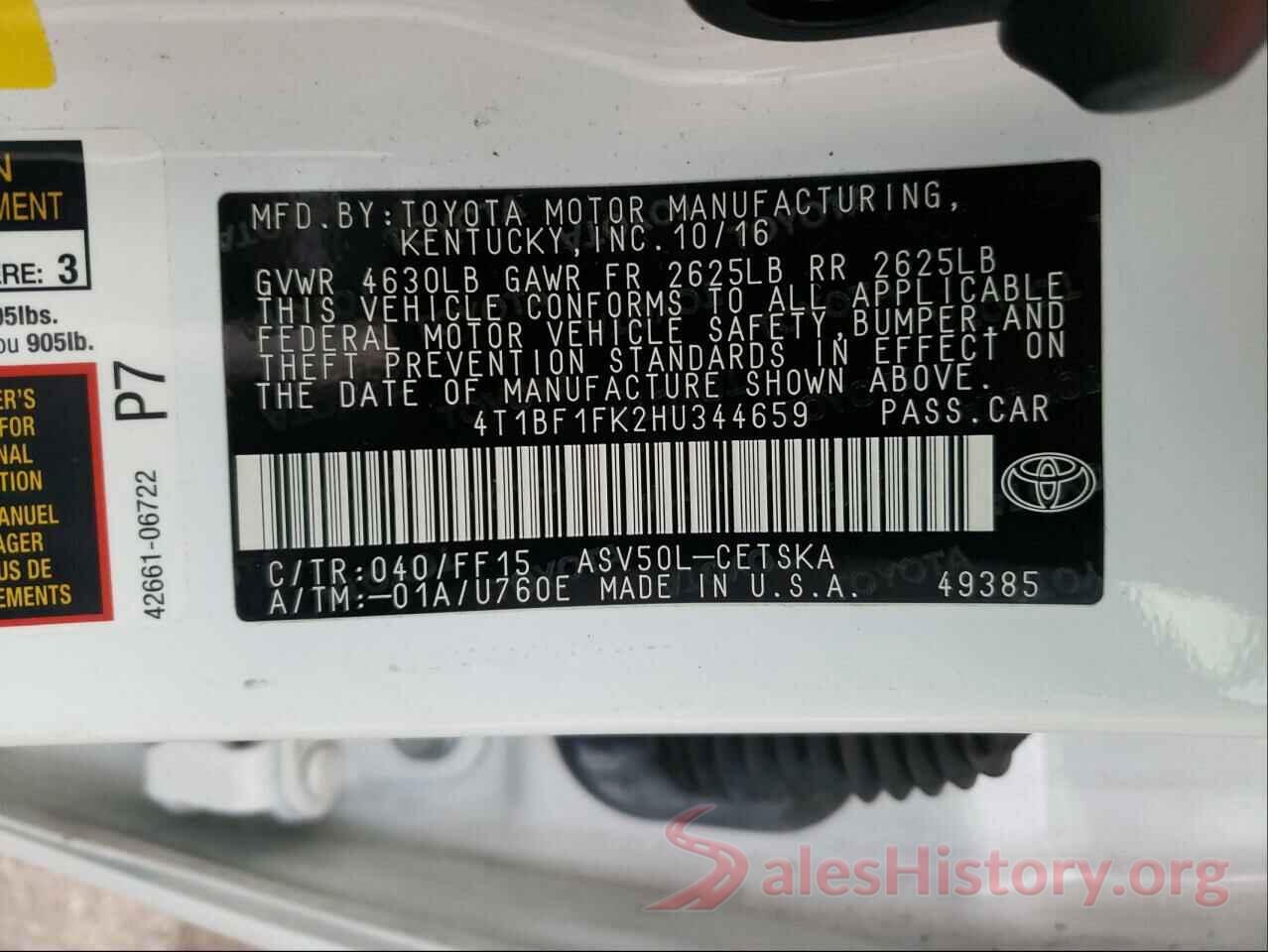 4T1BF1FK2HU344659 2017 TOYOTA CAMRY