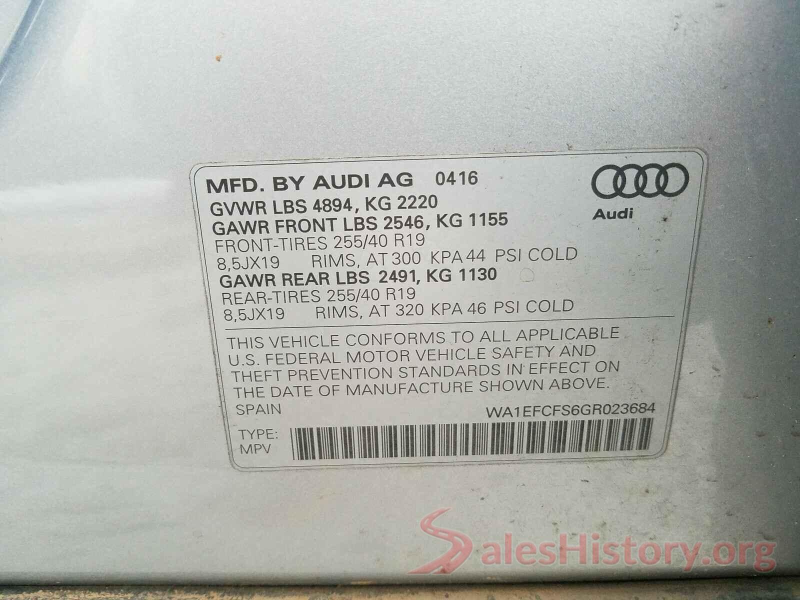 WA1EFCFS6GR023684 2016 AUDI Q3