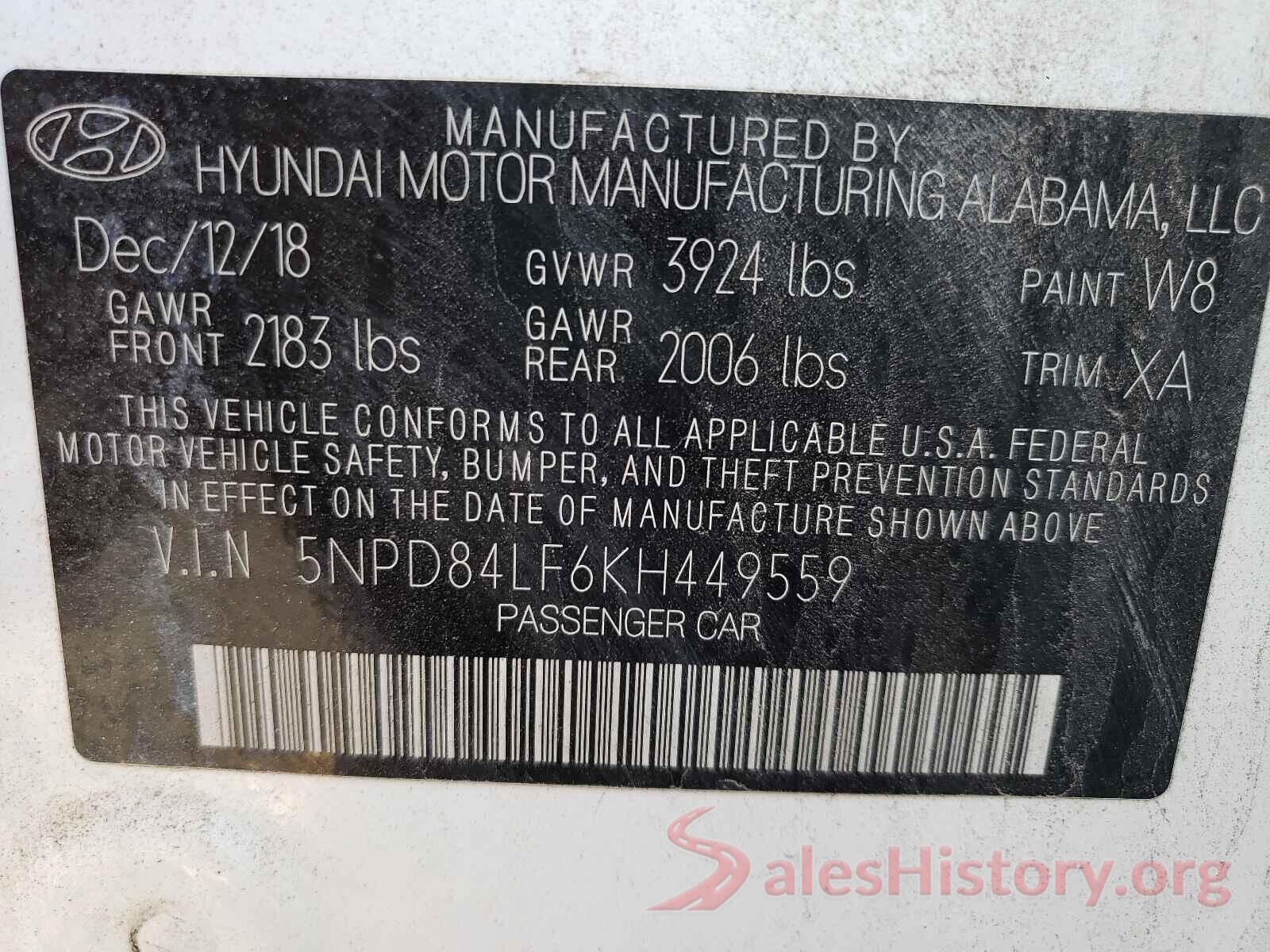 5NPD84LF6KH449559 2019 HYUNDAI ELANTRA