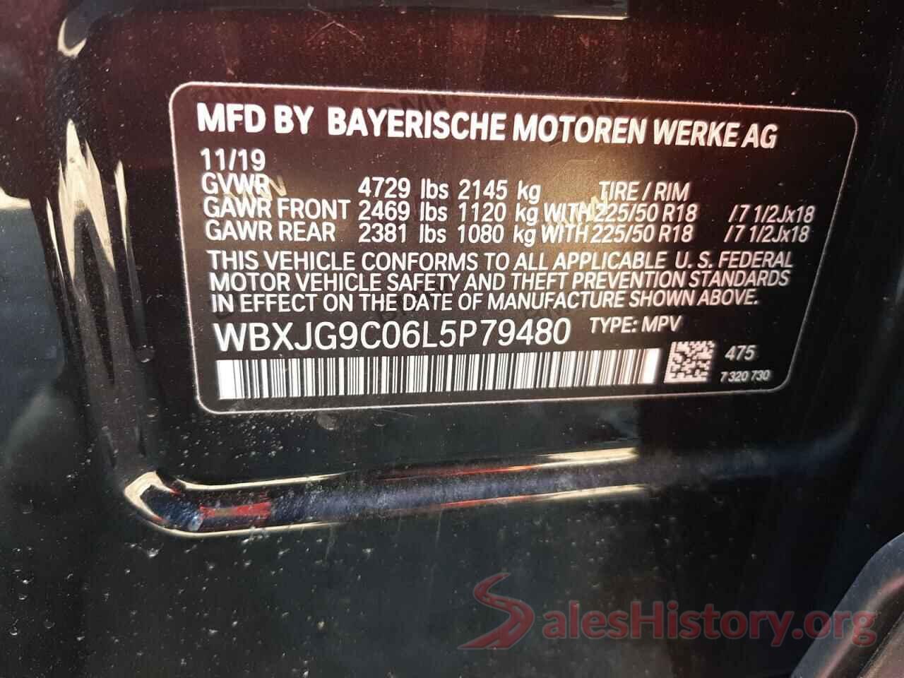 WBXJG9C06L5P79480 2020 BMW X1