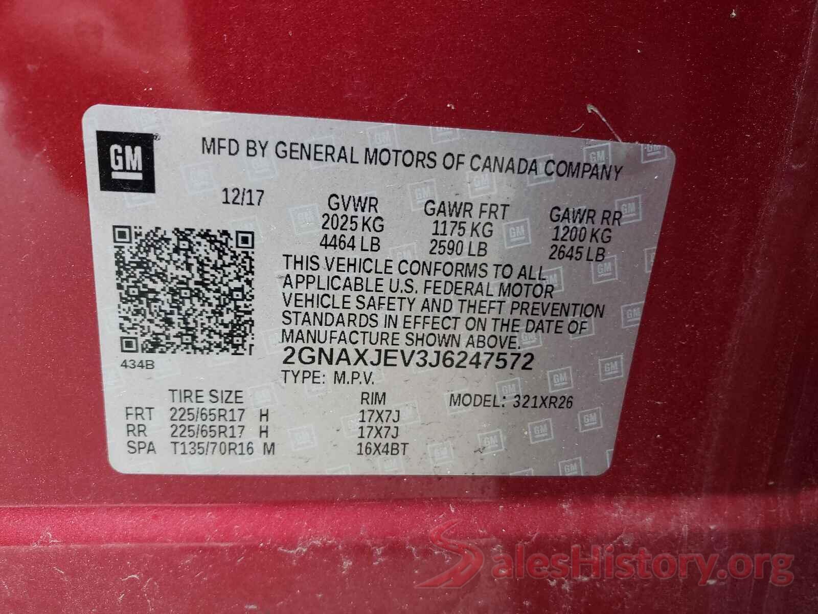 2GNAXJEV3J6247572 2018 CHEVROLET EQUINOX