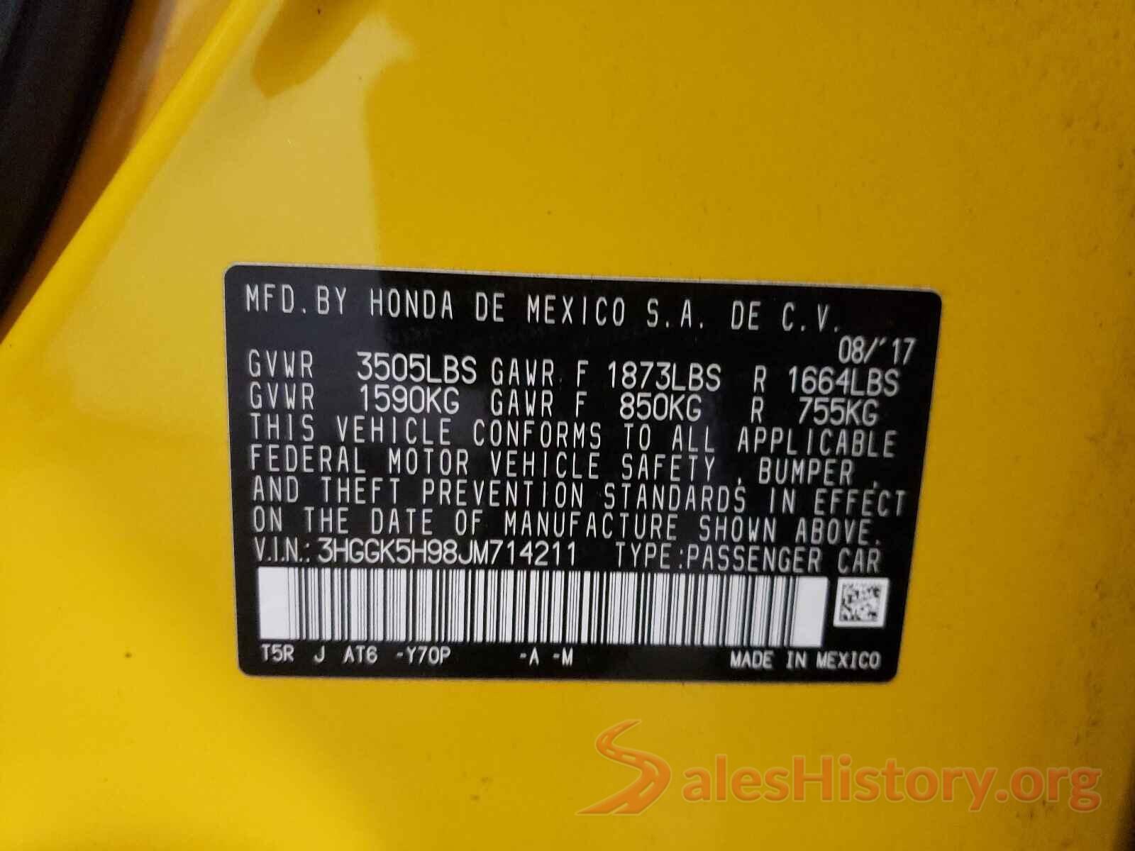 3HGGK5H98JM714211 2018 HONDA FIT