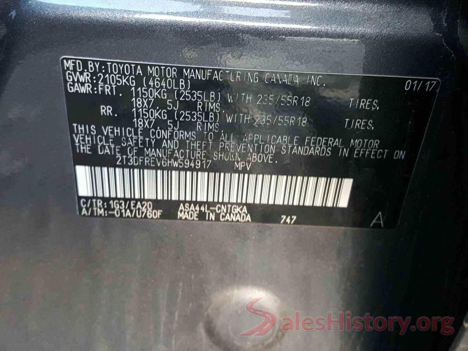 2T3DFREV6HW594917 2017 TOYOTA RAV4