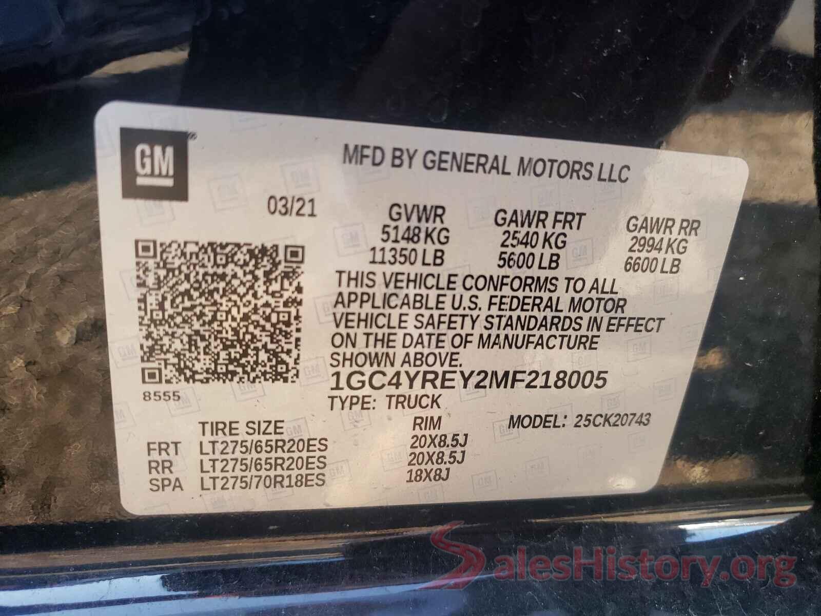 1GC4YREY2MF218005 2021 CHEVROLET SILVERADO