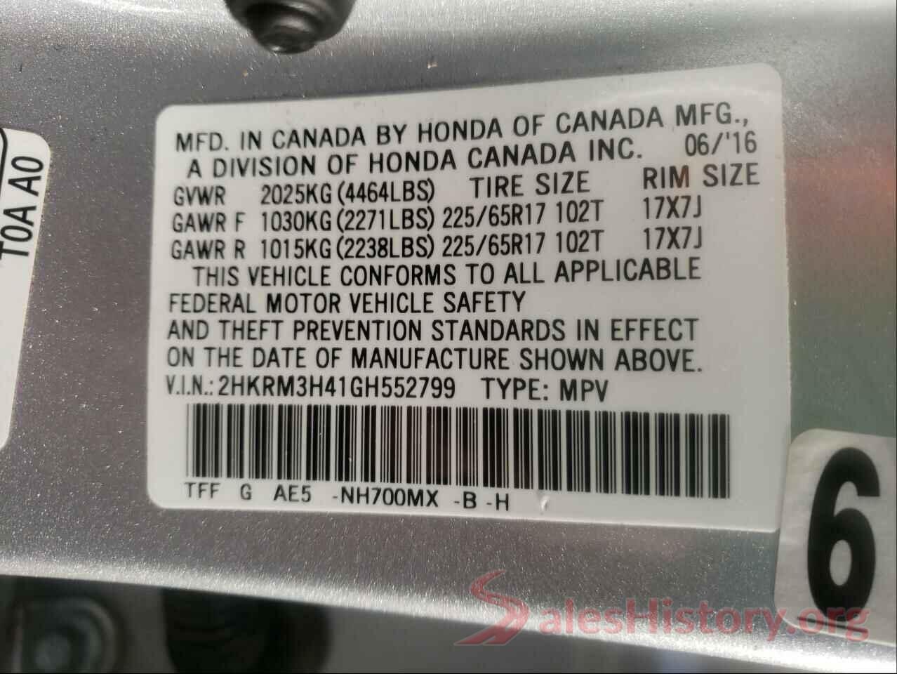 2HKRM3H41GH552799 2016 HONDA CRV