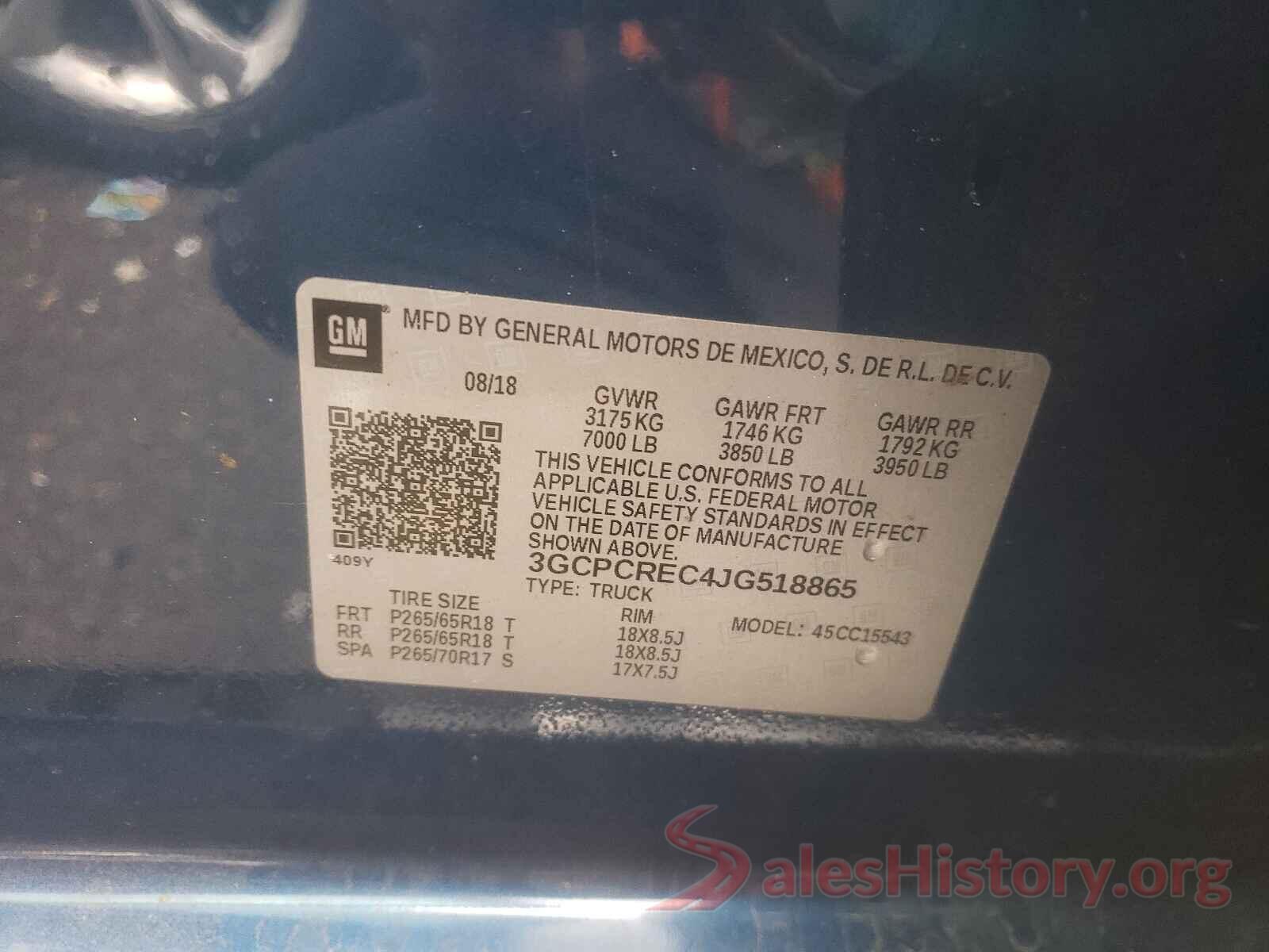 3GCPCREC4JG518865 2018 CHEVROLET SILVERADO