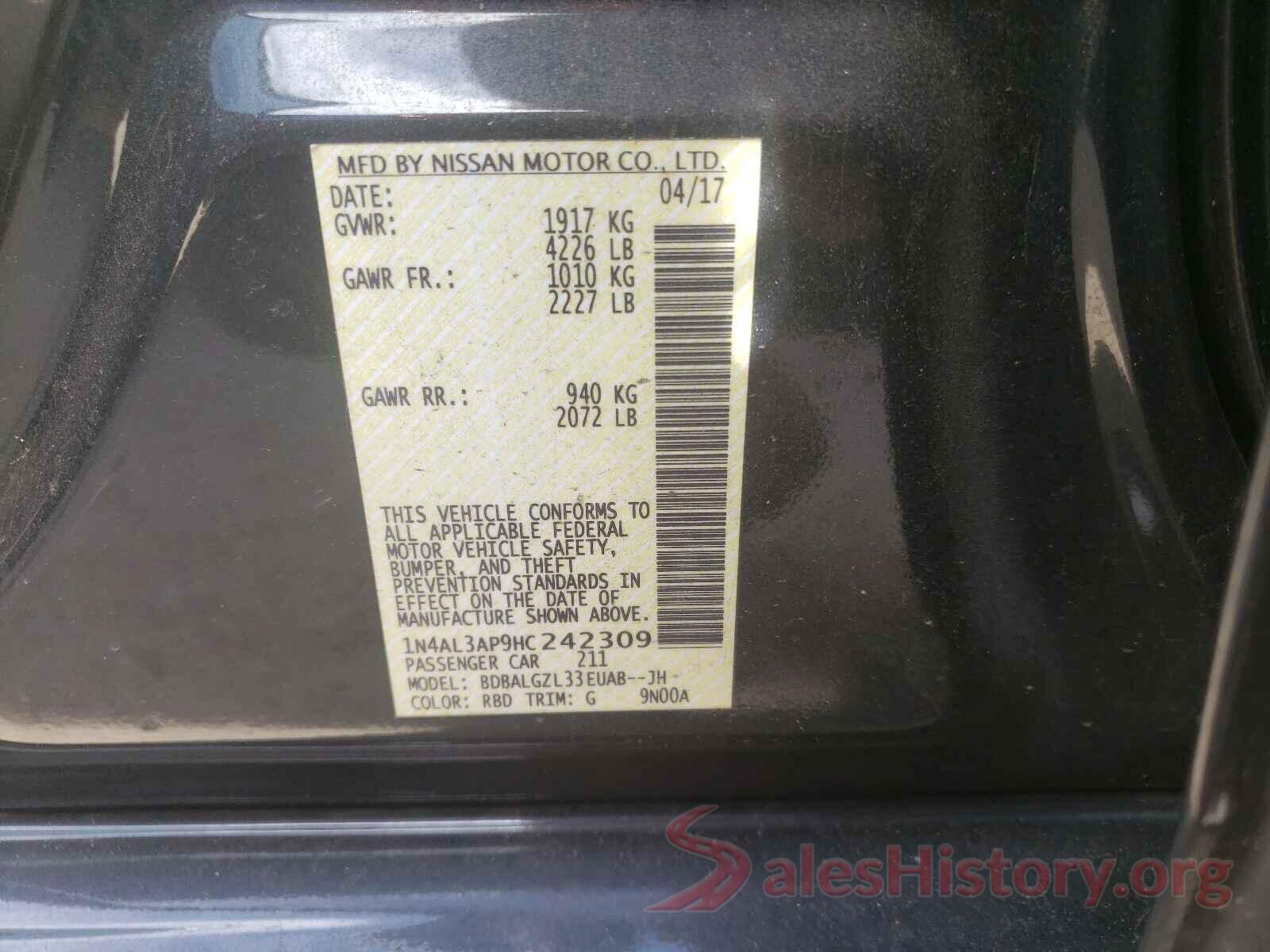 1N4AL3AP9HC242309 2017 NISSAN ALTIMA