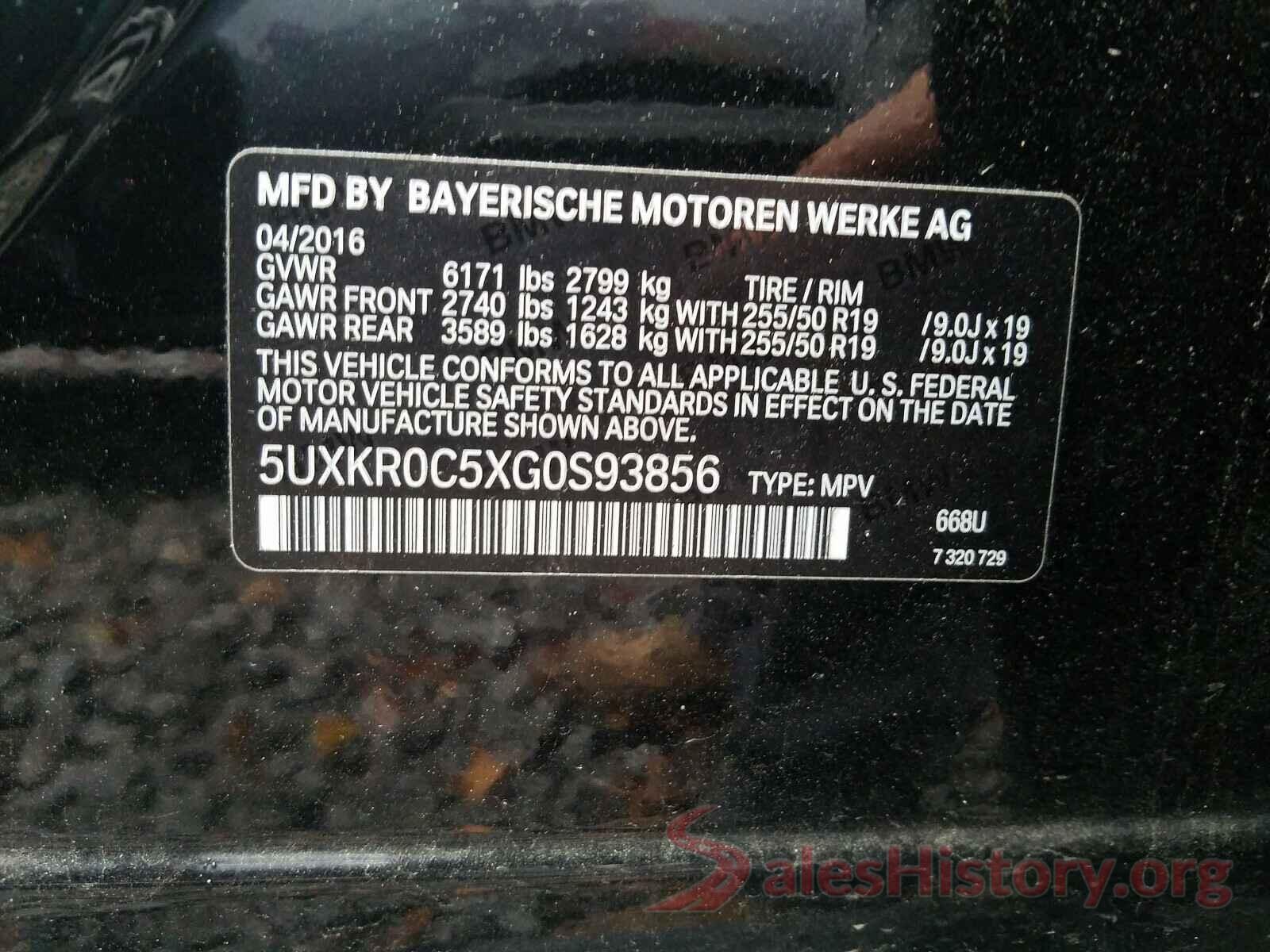 5UXKR0C5XG0S93856 2016 BMW X5