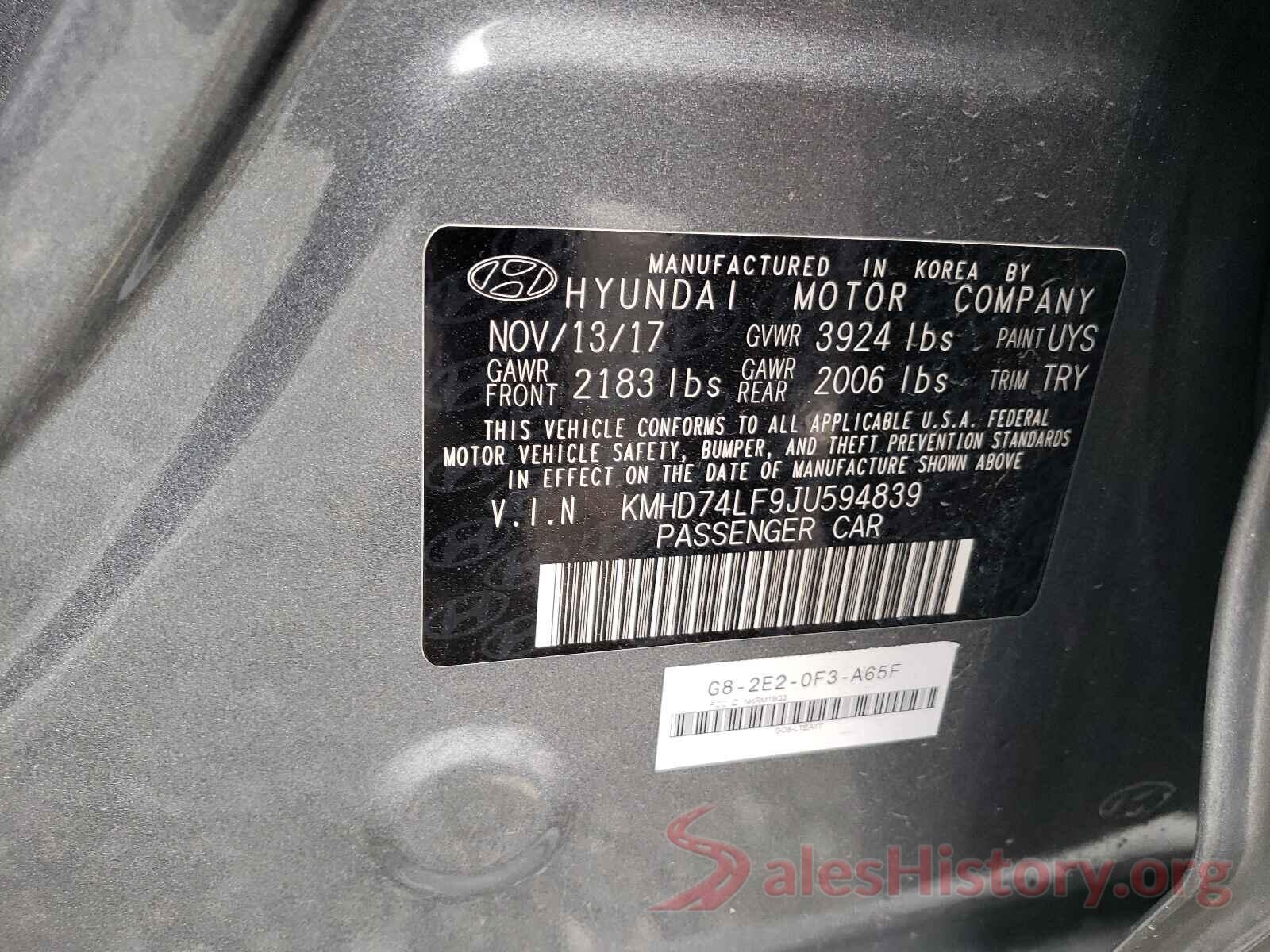 KMHD74LF9JU594839 2018 HYUNDAI ELANTRA