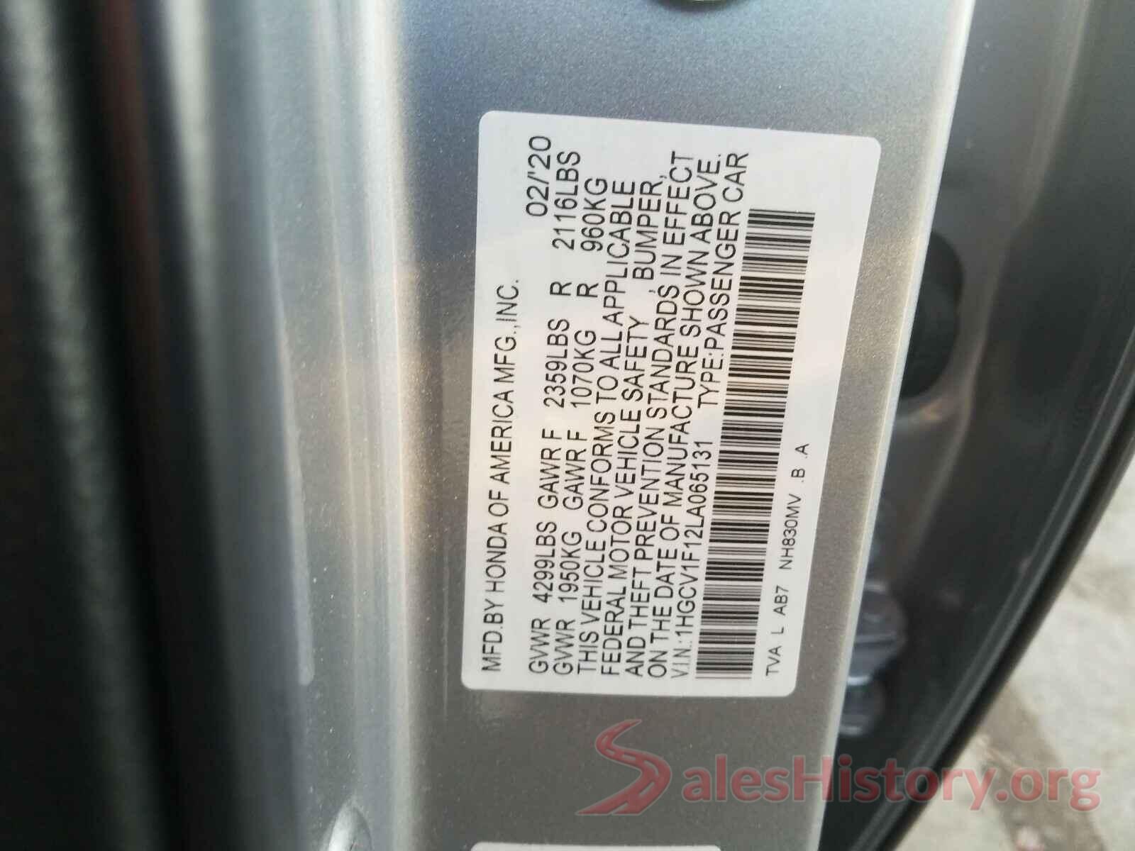 1HGCV1F12LA065131 2020 HONDA ACCORD