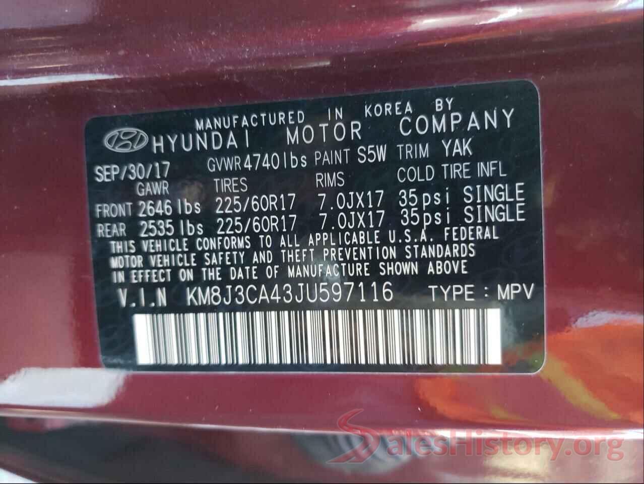 KM8J3CA43JU597116 2018 HYUNDAI TUCSON