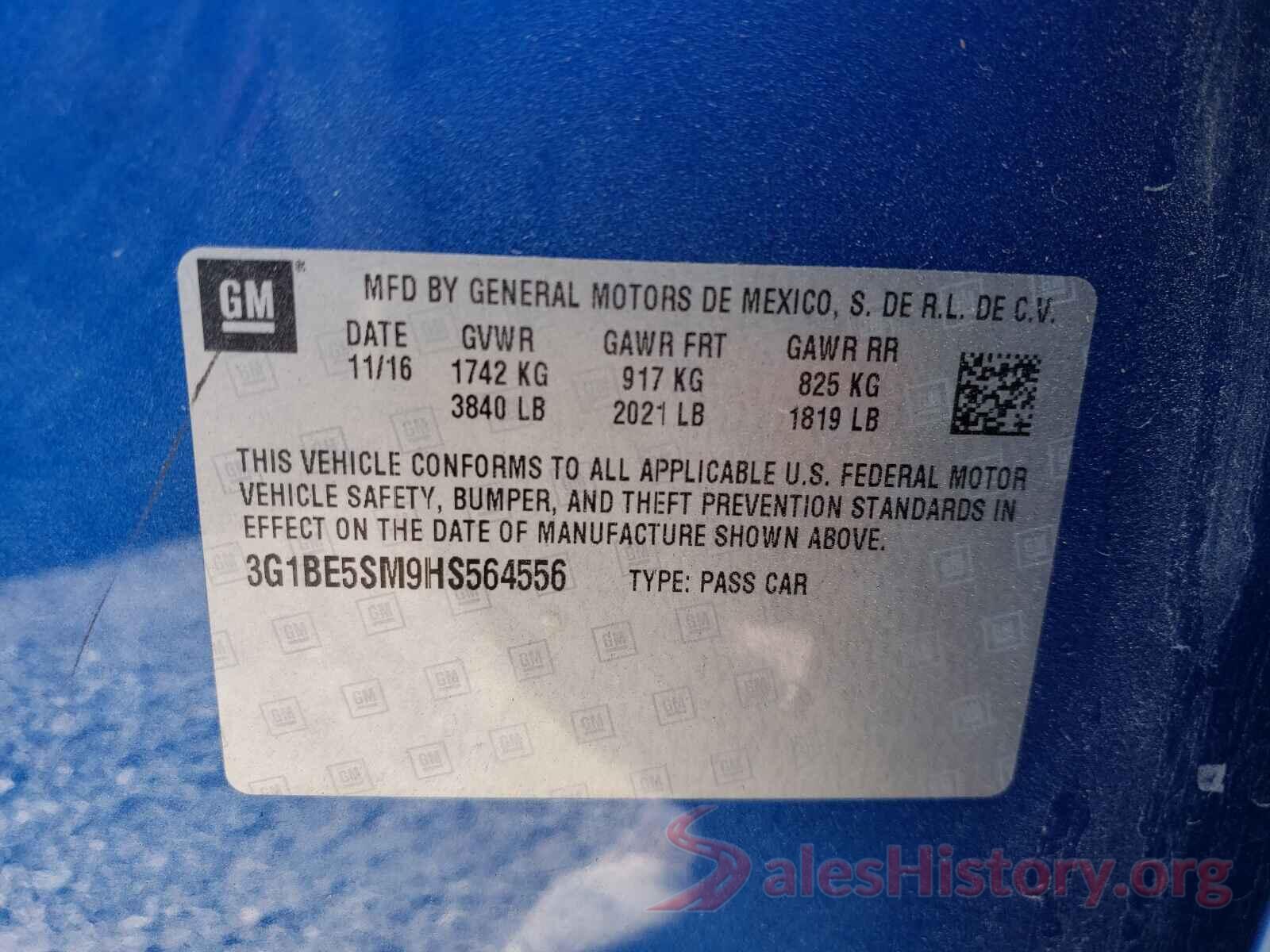 3G1BE5SM9HS564556 2017 CHEVROLET CRUZE