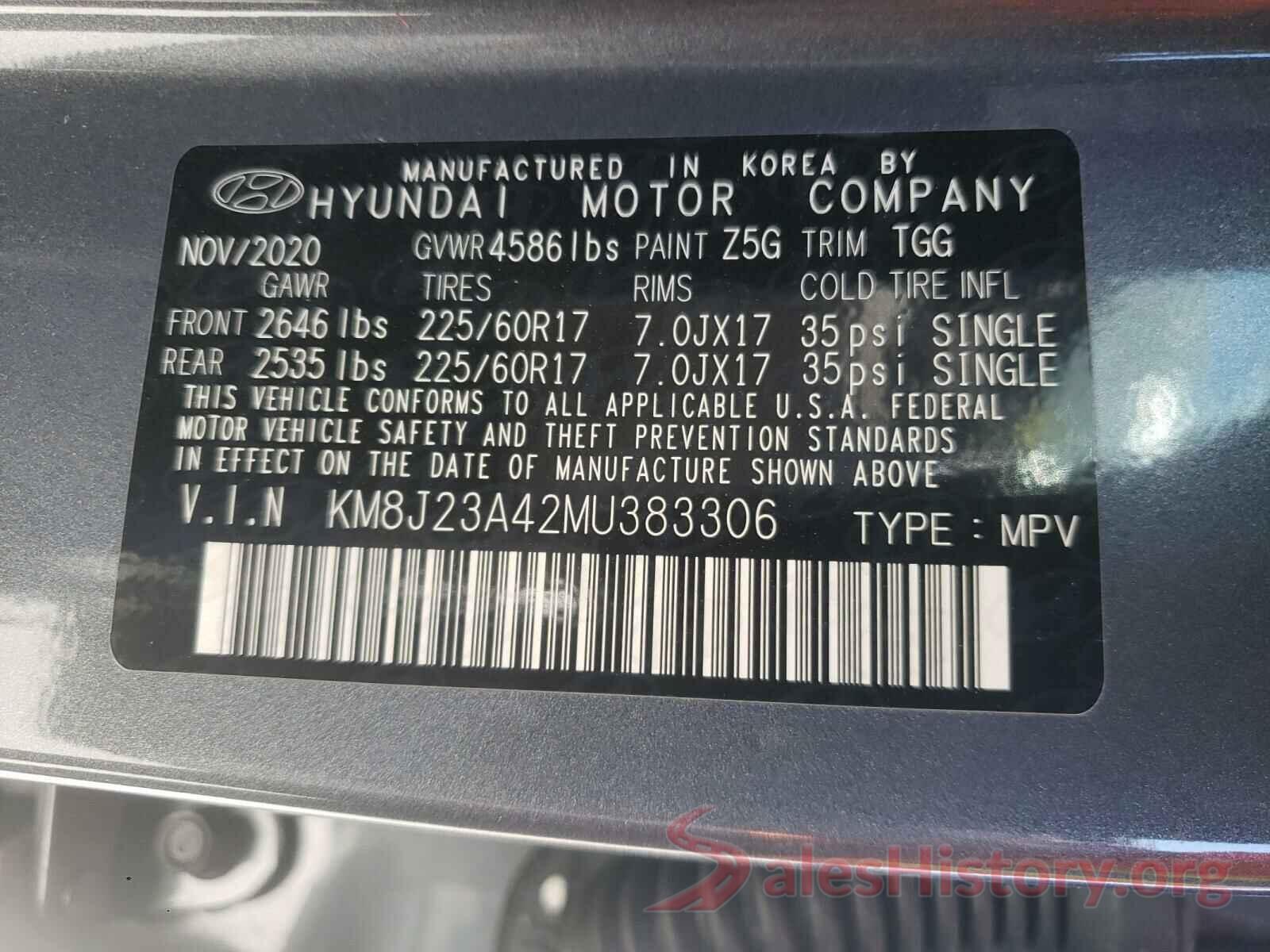 KM8J23A42MU383306 2021 HYUNDAI TUCSON