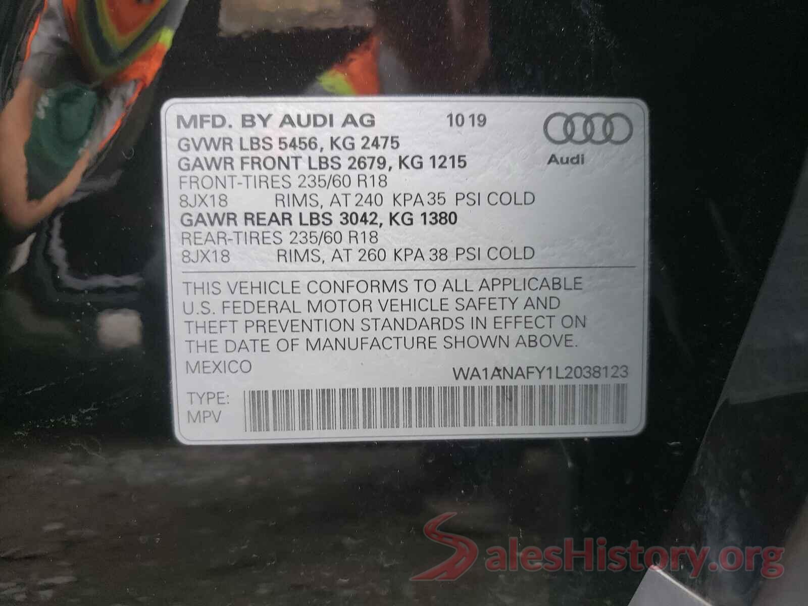 WA1ANAFY1L2038123 2020 AUDI Q5