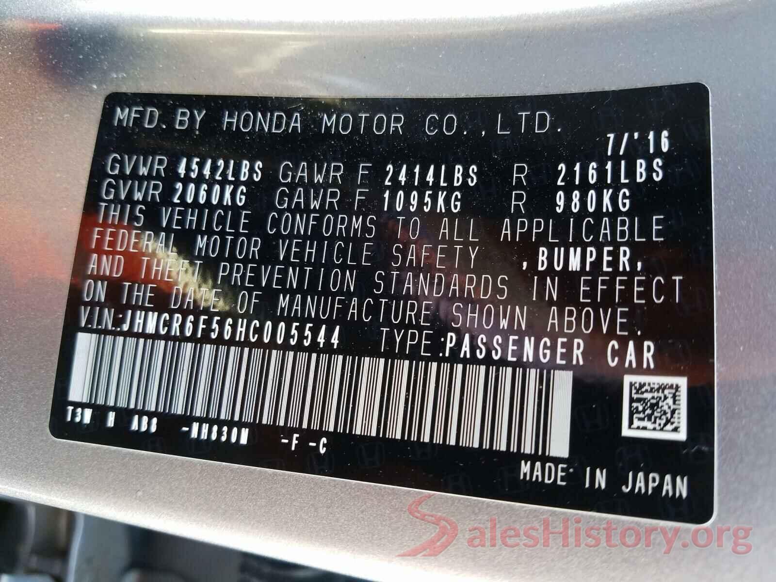 JHMCR6F56HC005544 2017 HONDA ACCORD