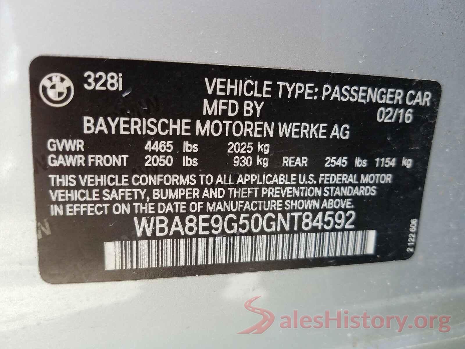 WBA8E9G50GNT84592 2016 BMW 3 SERIES