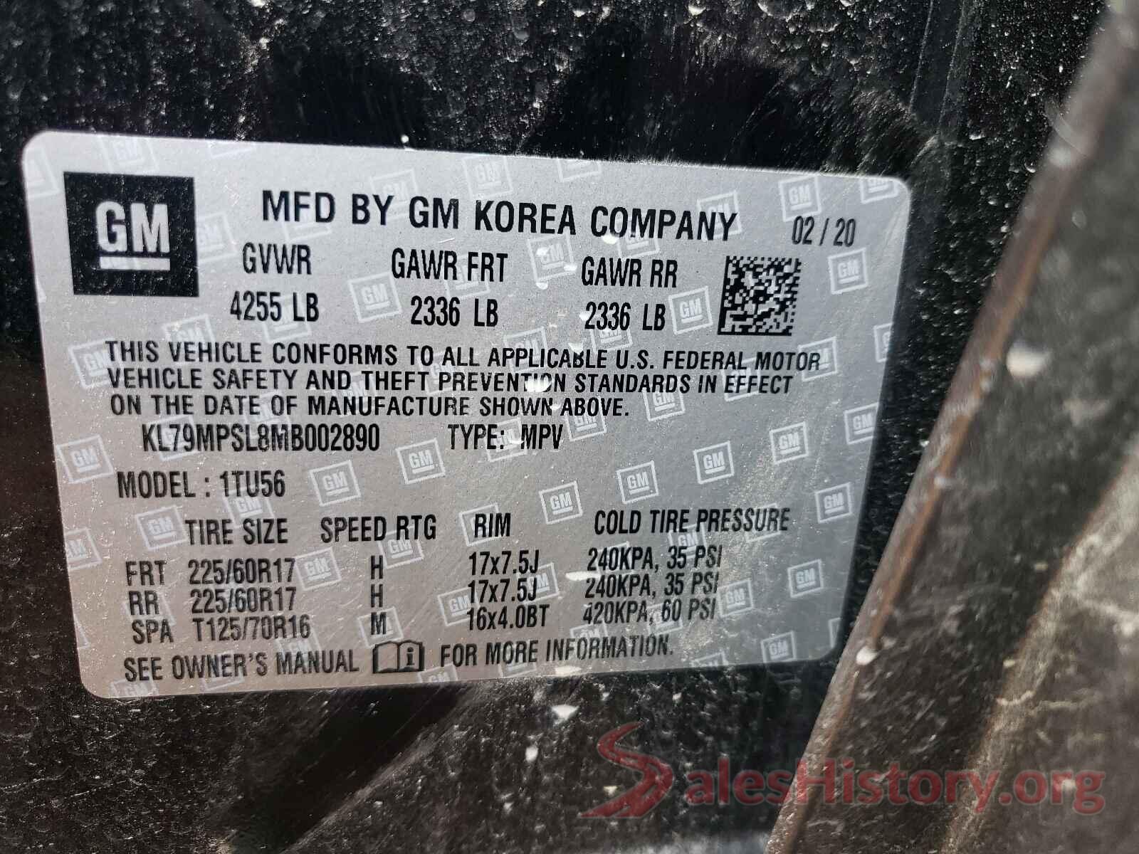 KL79MPSL8MB002890 2021 CHEVROLET TRAILBLAZE