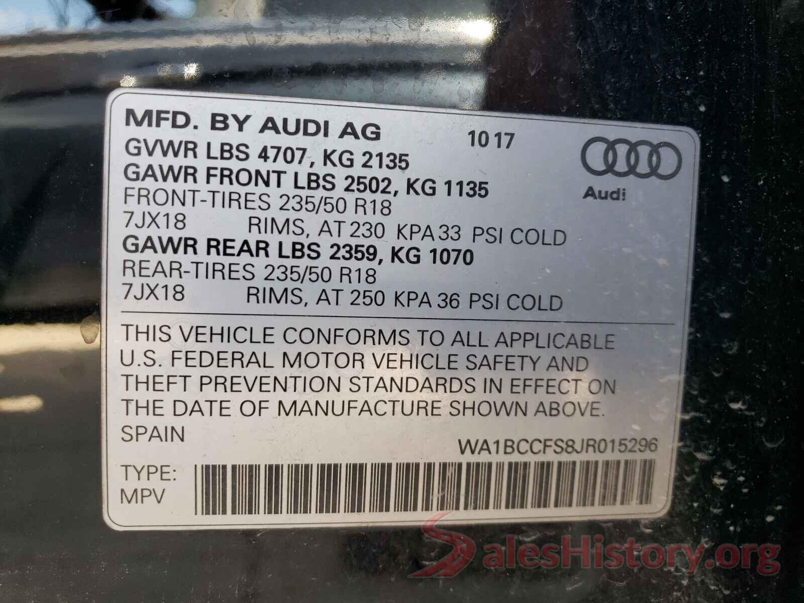 WA1BCCFS8JR015296 2018 AUDI Q3