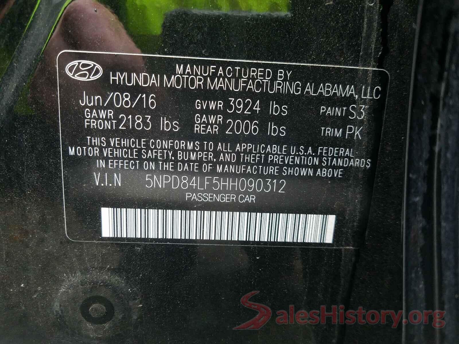 5NPD84LF5HH090312 2017 HYUNDAI ELANTRA