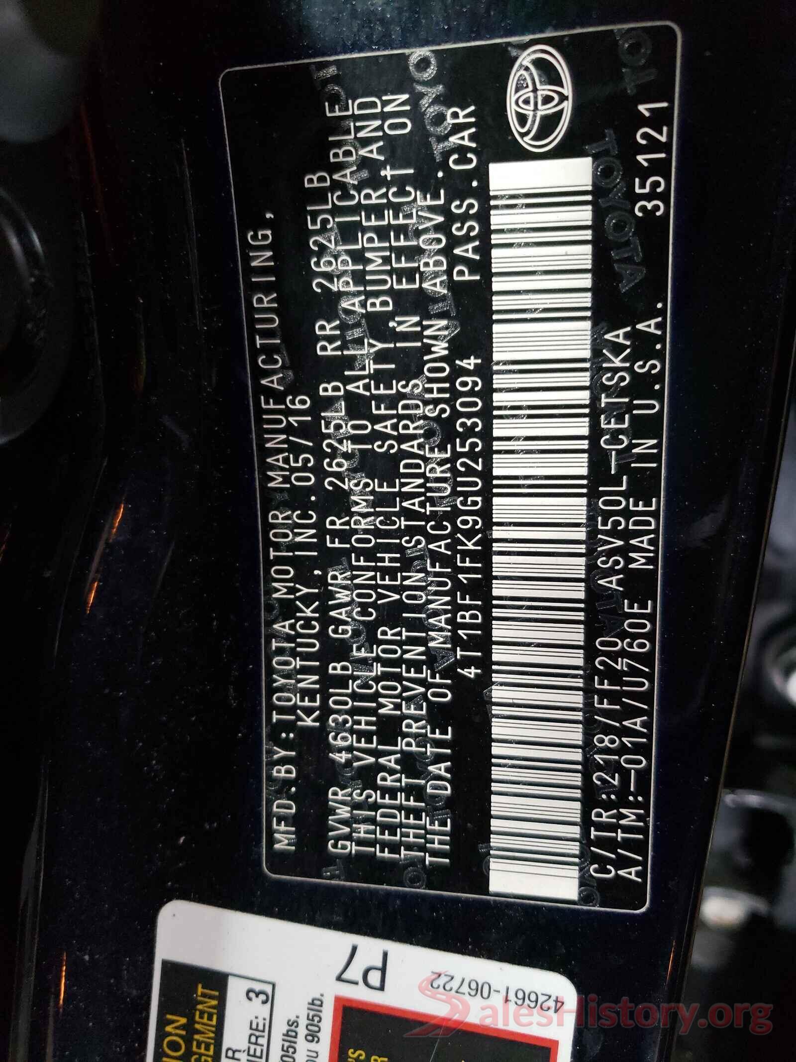 4T1BF1FK9GU253094 2016 TOYOTA CAMRY