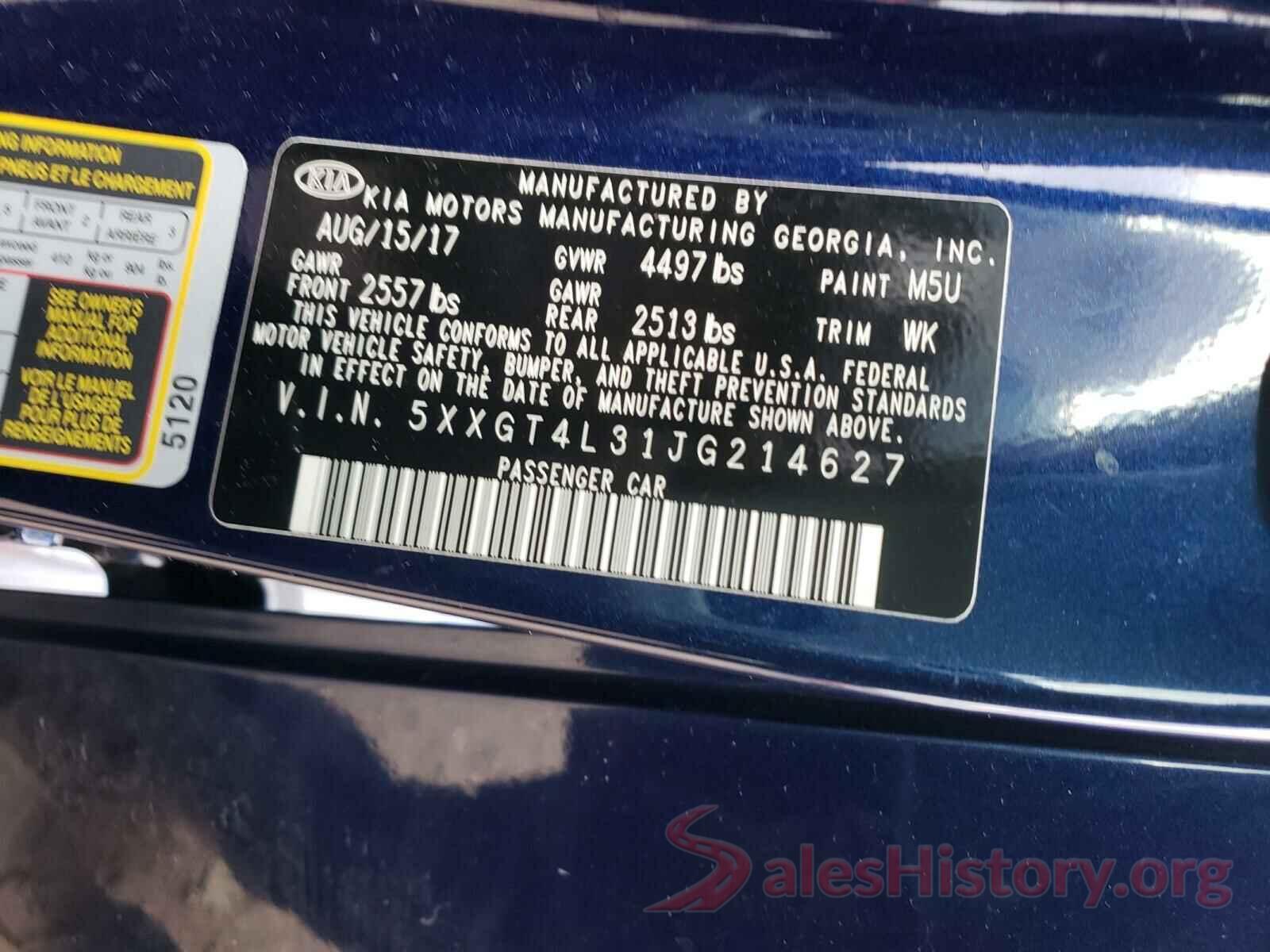 5XXGT4L31JG214627 2018 KIA OPTIMA