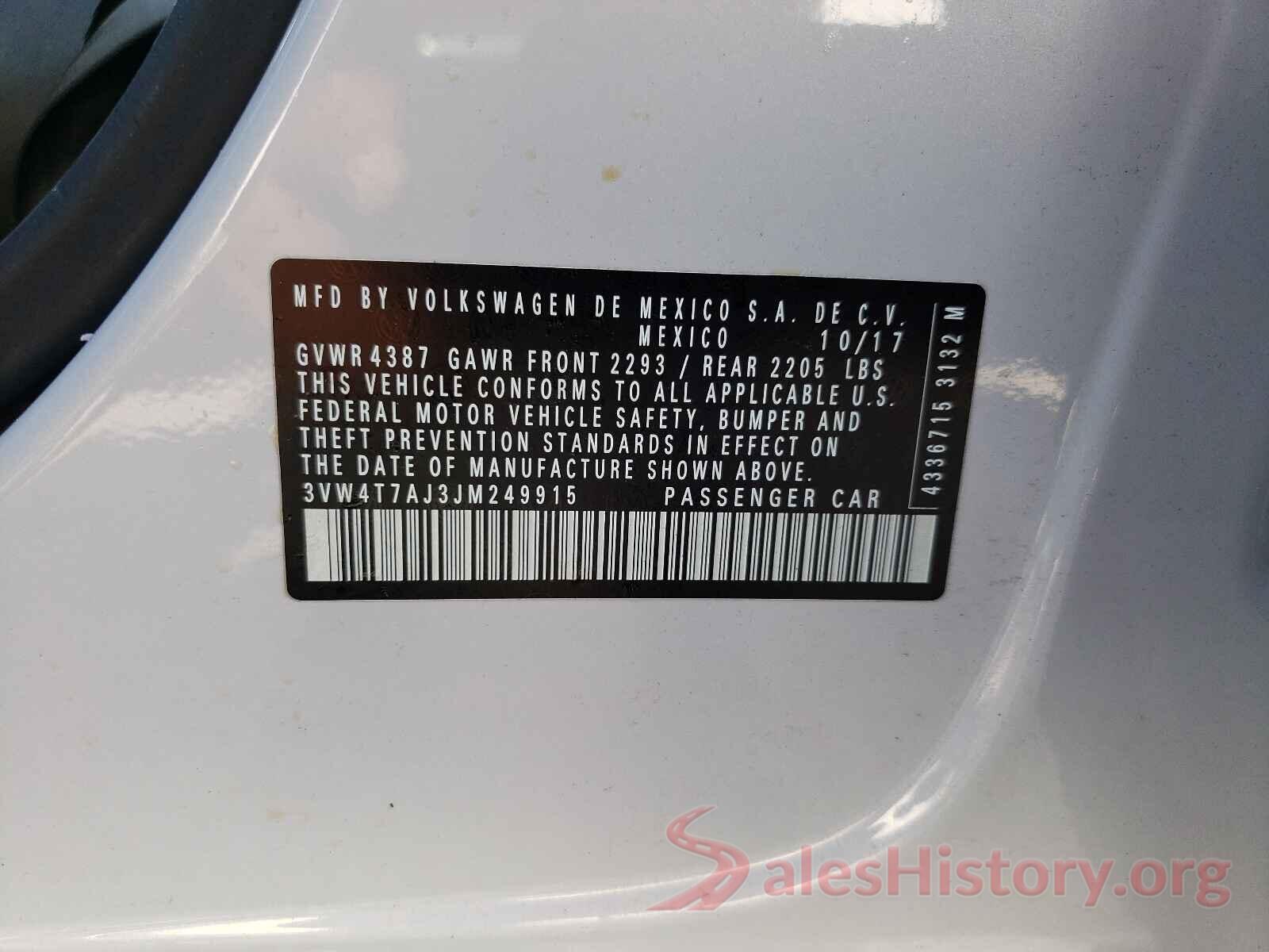 3VW4T7AJ3JM249915 2018 VOLKSWAGEN JETTA