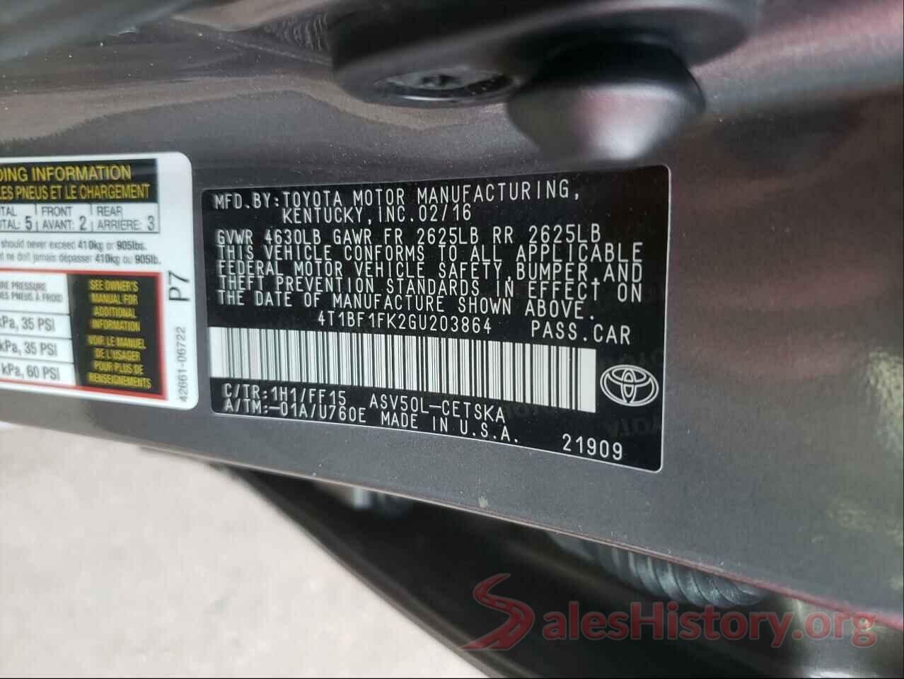 4T1BF1FK2GU203864 2016 TOYOTA CAMRY