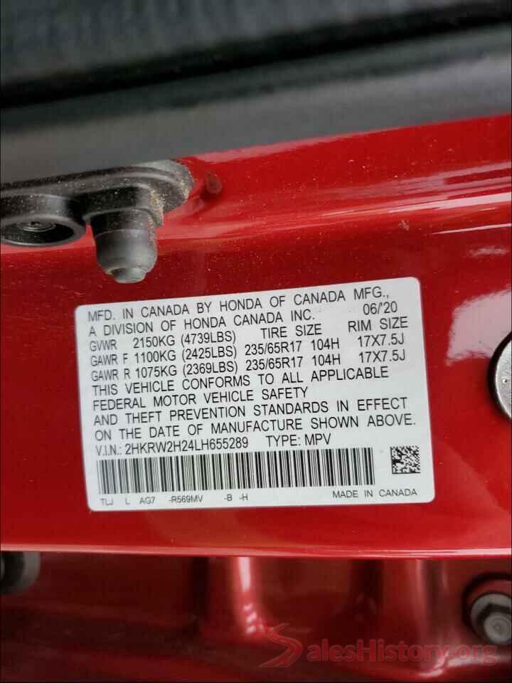 2HKRW2H24LH655289 2020 HONDA CRV