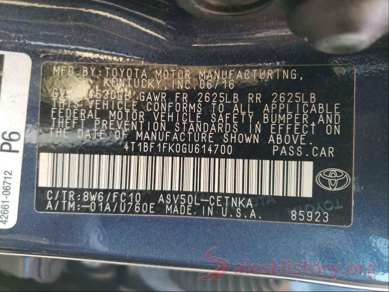 4T1BF1FK0GU614700 2016 TOYOTA CAMRY