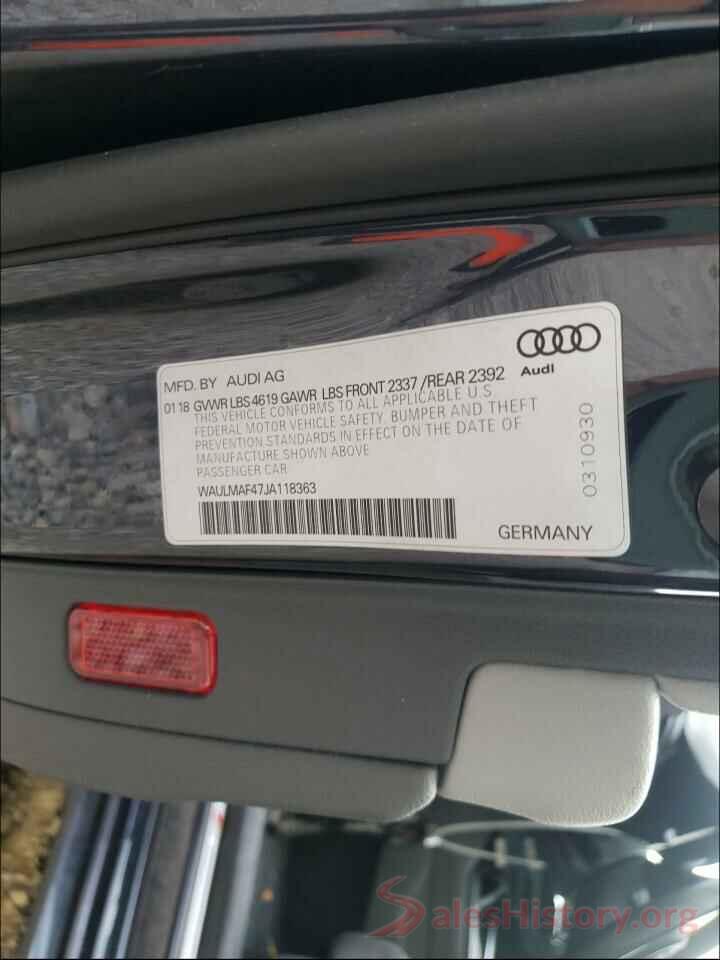 WAULMAF47JA118363 2018 AUDI A4