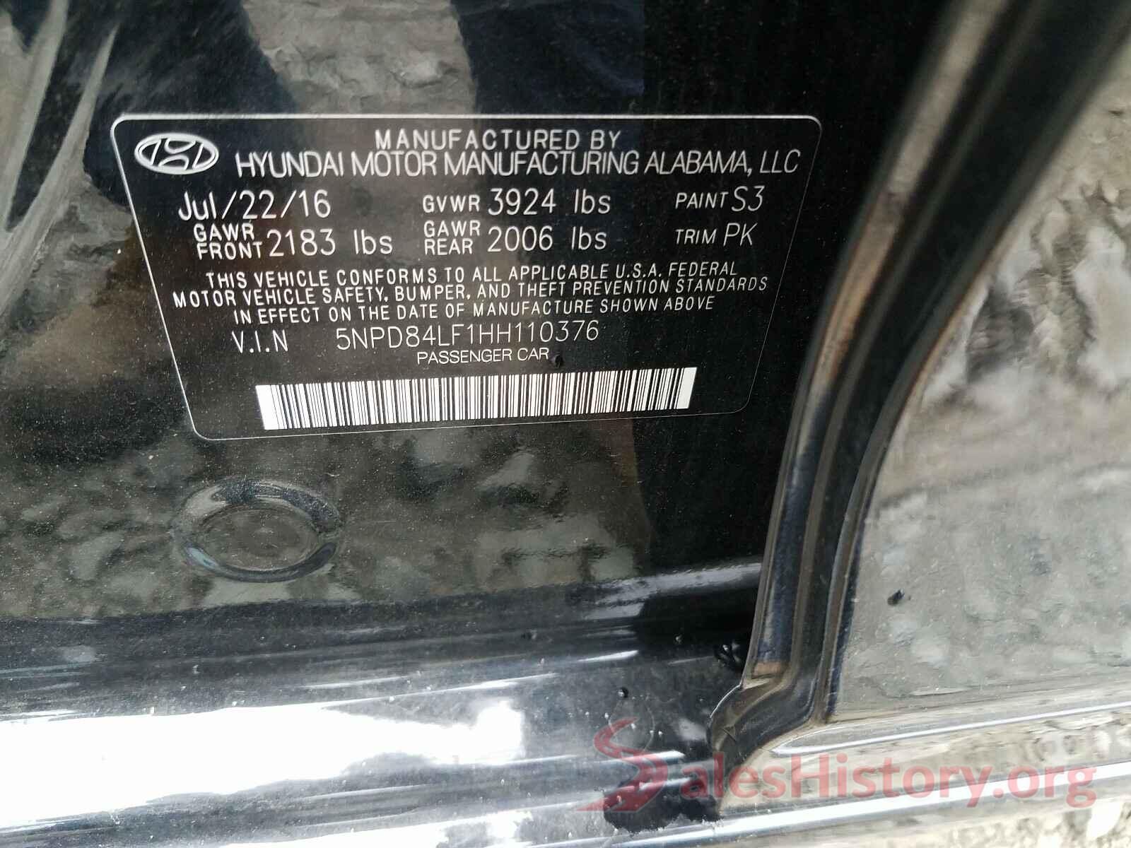 5NPD84LF1HH110376 2017 HYUNDAI ELANTRA