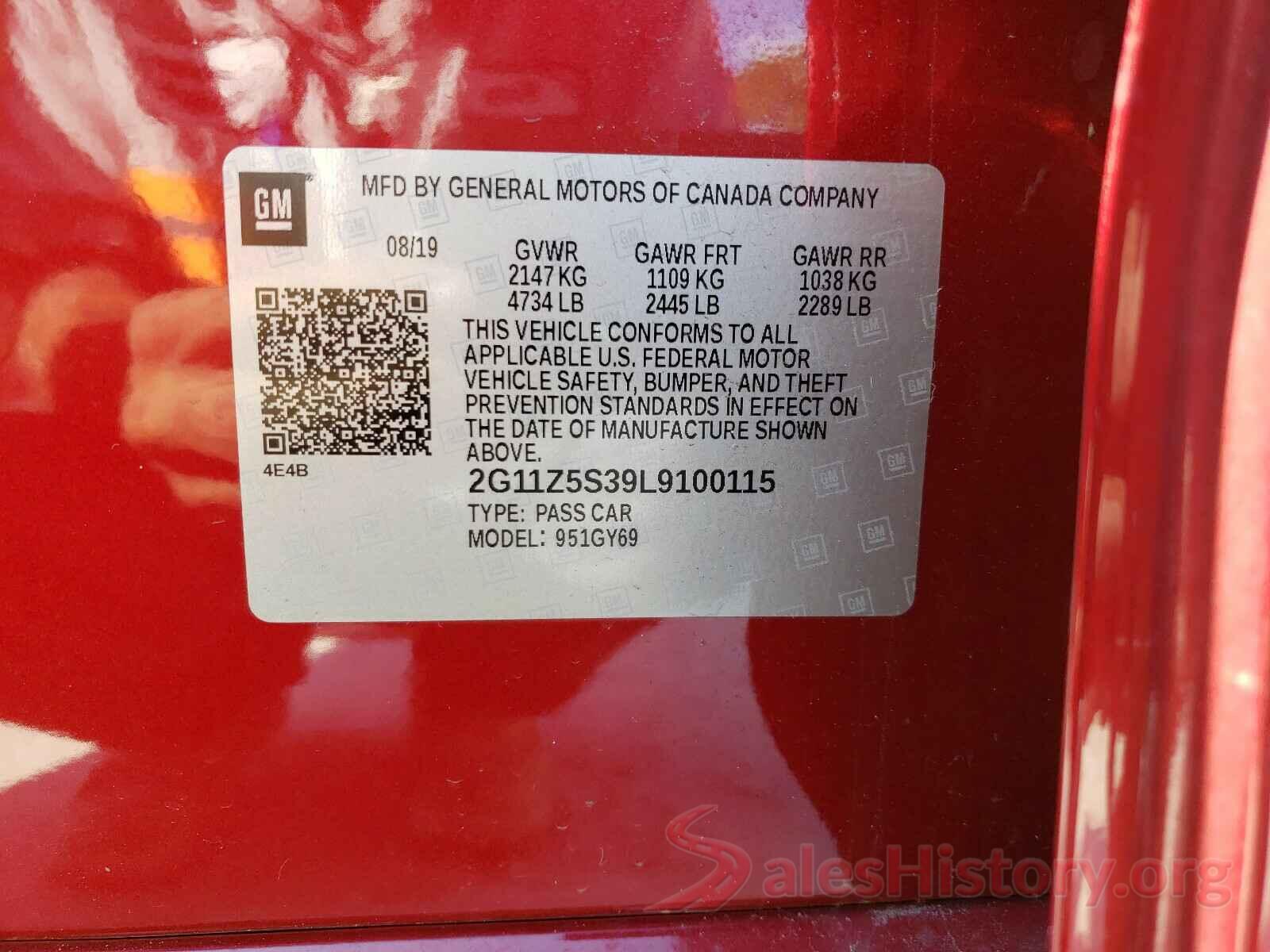 2G11Z5S39L9100115 2020 CHEVROLET IMPALA