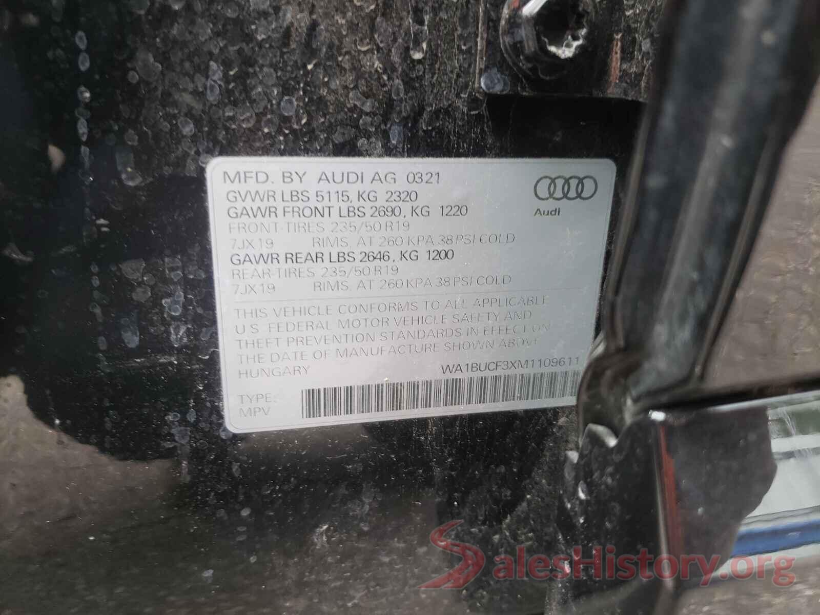 WA1BUCF3XM1109611 2021 AUDI Q3