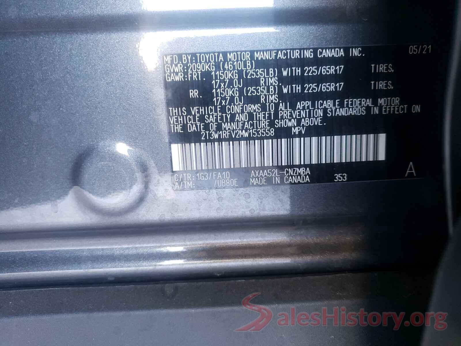 2T3W1RFV2MW153558 2021 TOYOTA RAV4