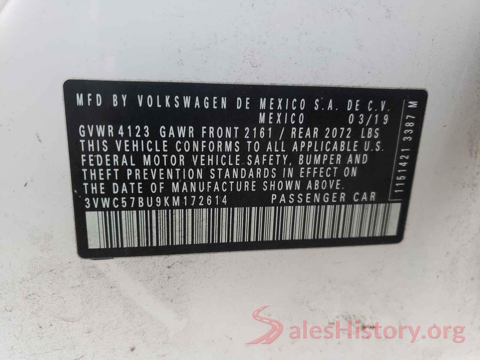 3VWC57BU9KM172614 2019 VOLKSWAGEN JETTA