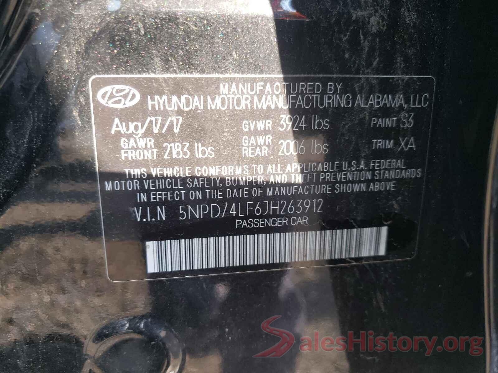 5NPD74LF6JH263912 2018 HYUNDAI ELANTRA