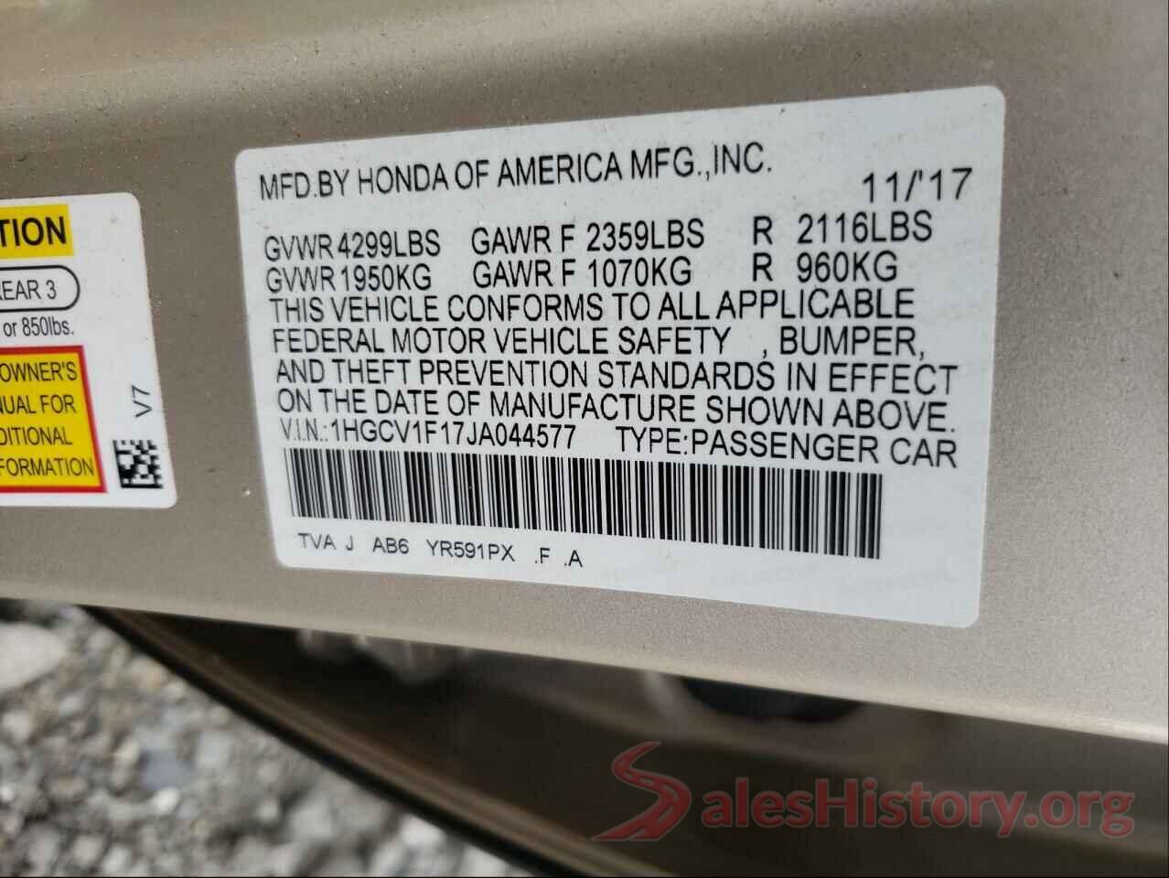 1HGCV1F17JA044577 2018 HONDA ACCORD