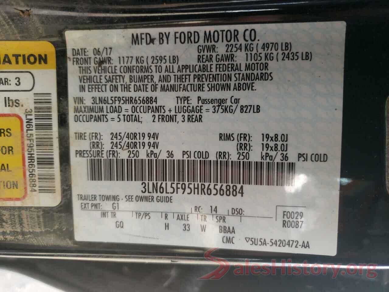 3LN6L5F95HR656884 2017 LINCOLN MKZ