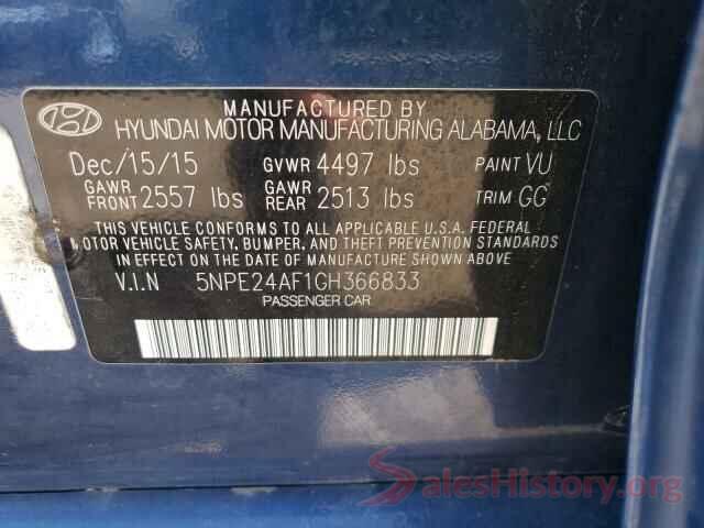 5NPE24AF1GH366833 2016 HYUNDAI SONATA