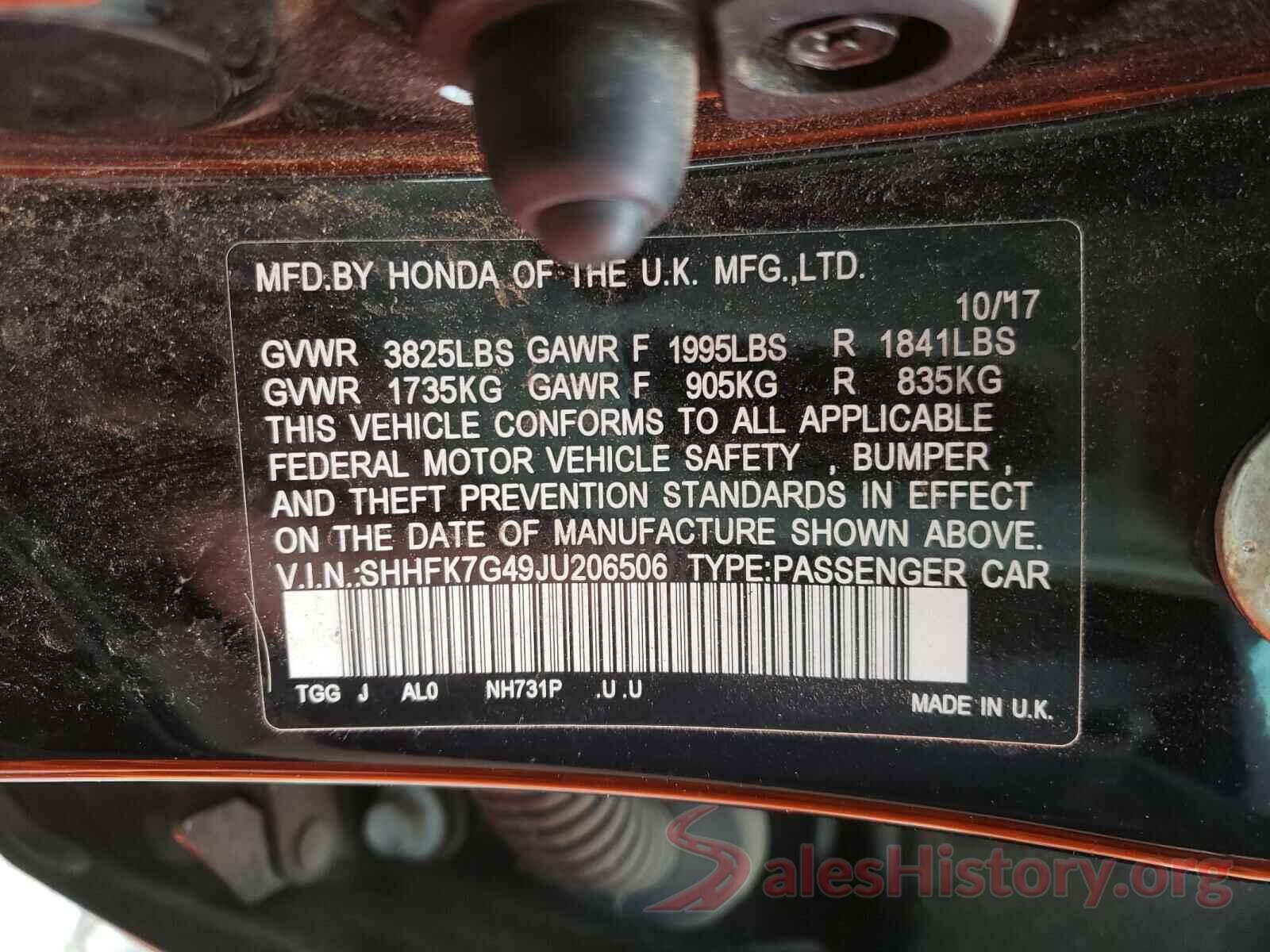 SHHFK7G49JU206506 2018 HONDA CIVIC